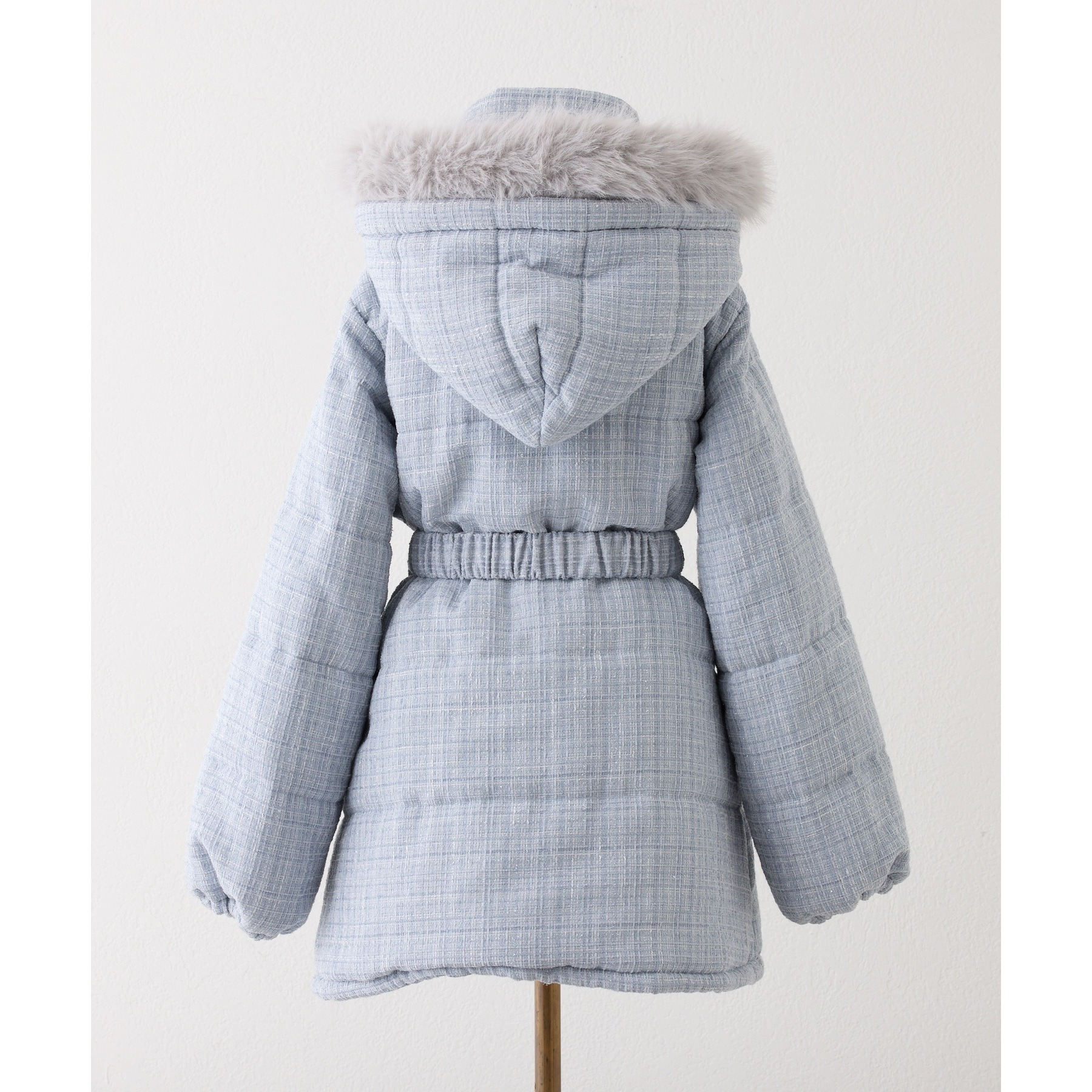 ベルト付きフェイクファーフードフェイクダウン | ファッション通販