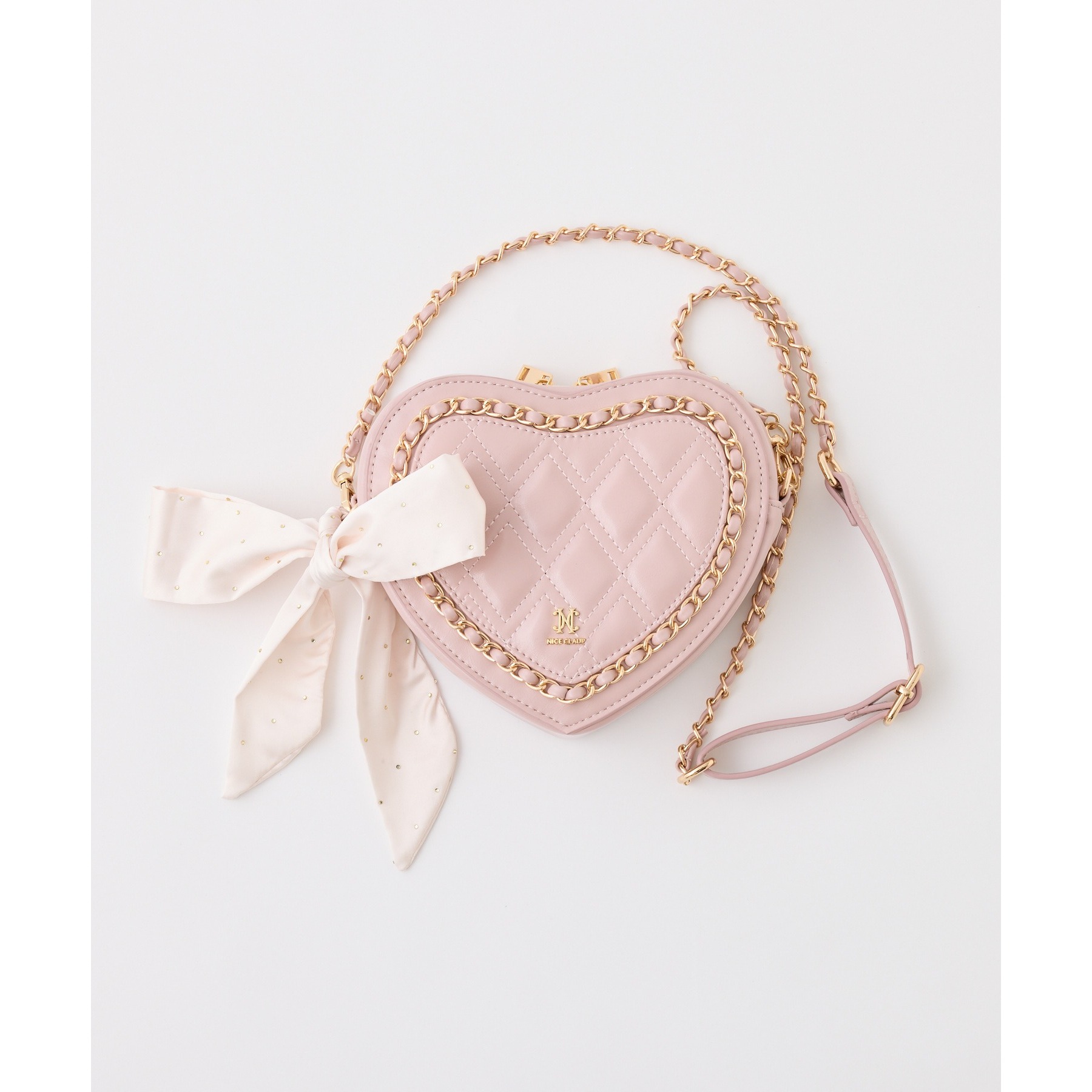 【Heart Collection】リボン付きキルティングハートバッグ