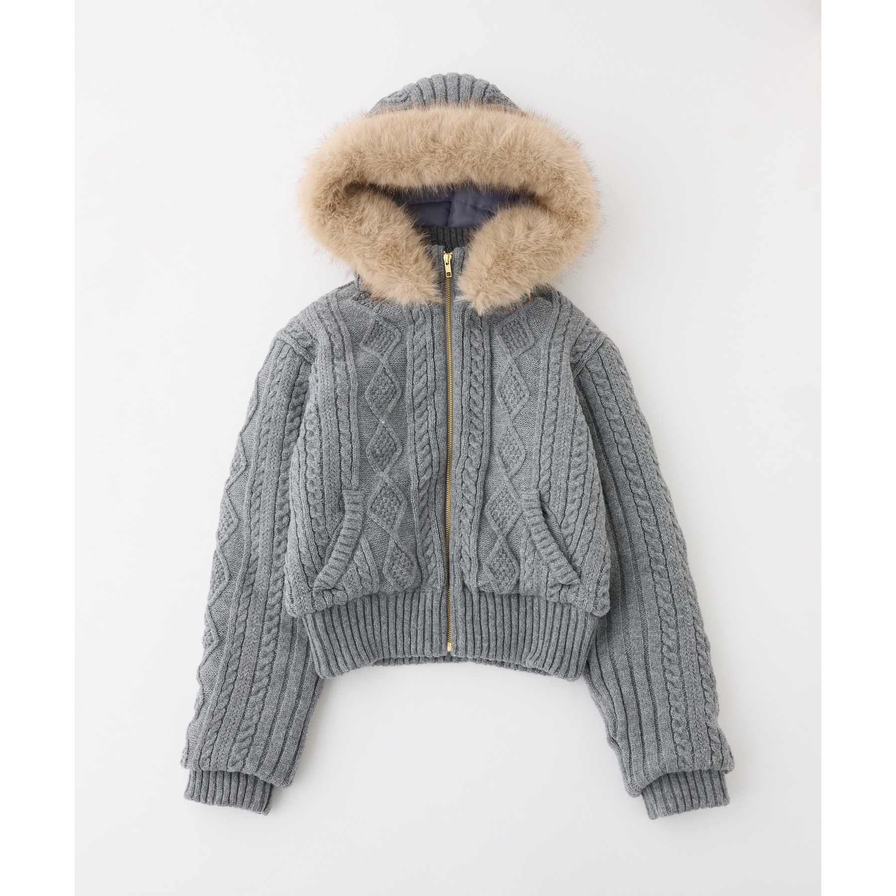 ナイスクラップ♡ケーブルニット中綿ブルゾン ケーブルニット中綿ブルゾン | ファッション通販サイト NUGU