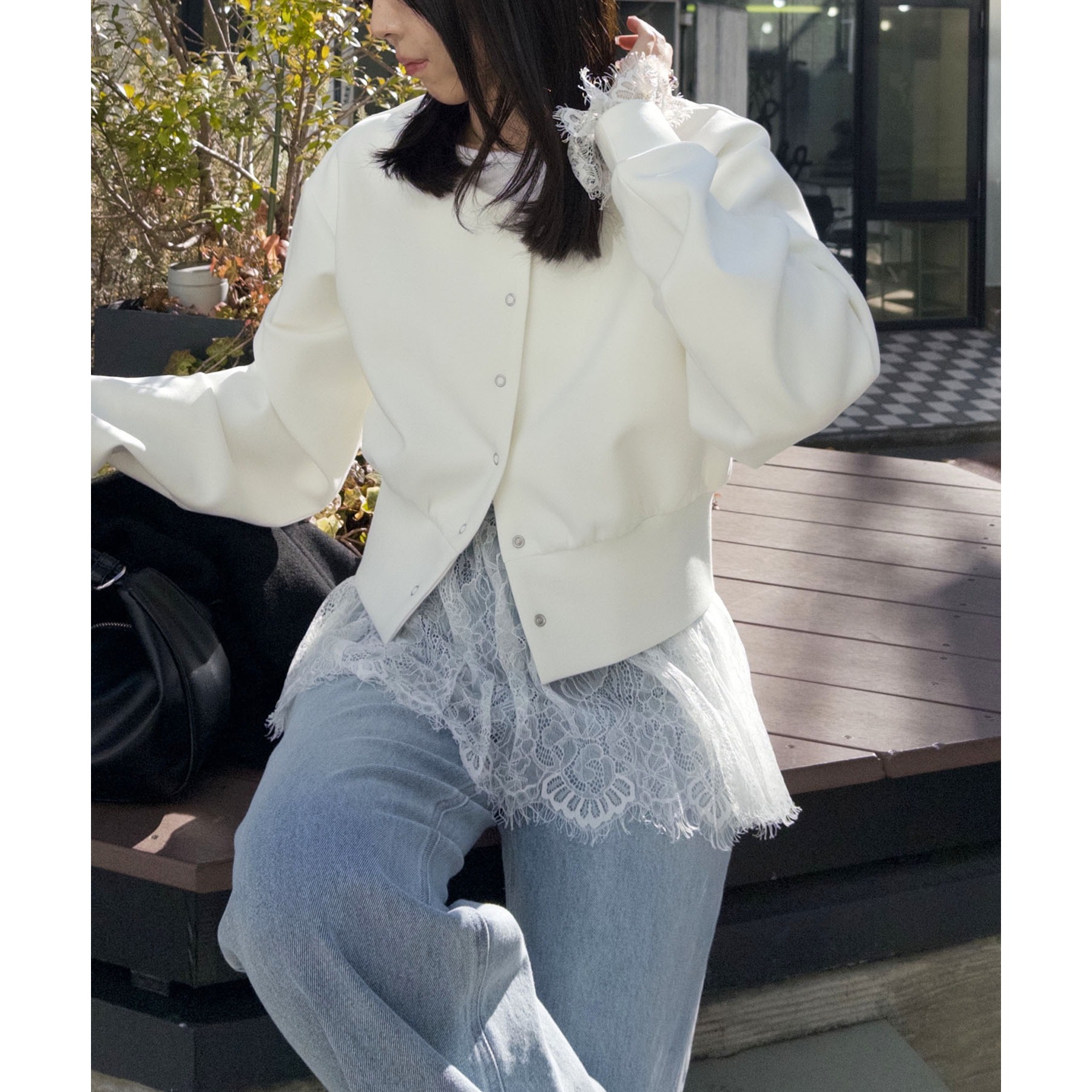 ダンボールタックスリーブカーディガン