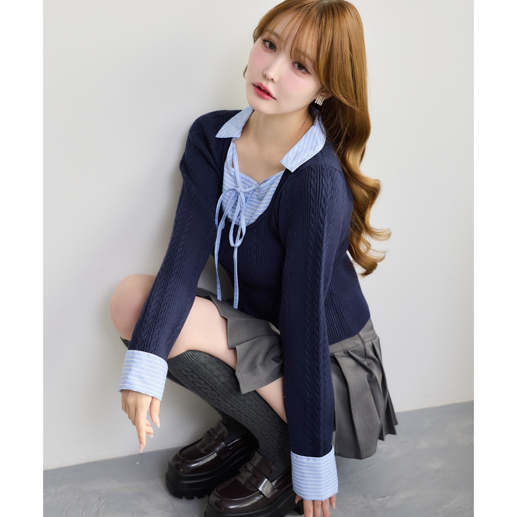 シャツドッキングレイヤード風ニット | ファッション通販サイト NUGU