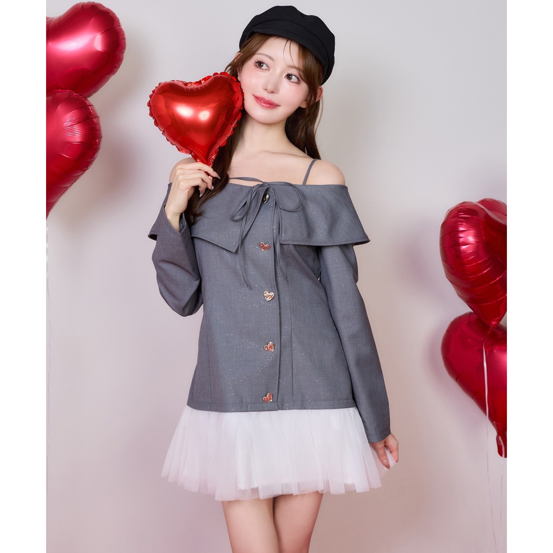 【Heart collection】ハートボタン切替ミニワンピース