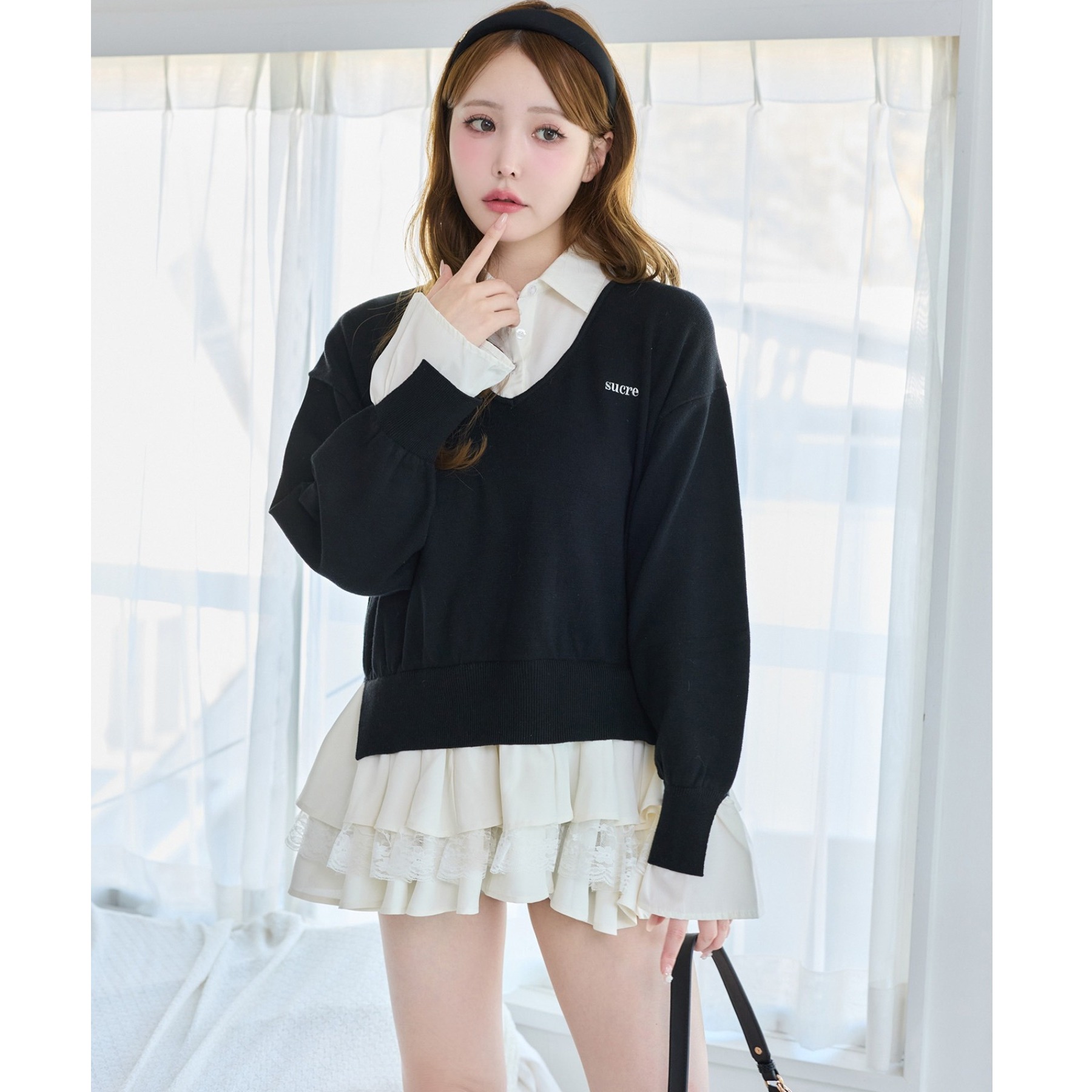 ワンポイント刺しゅうラインニットベスト | ファッション通販サイト NUGU