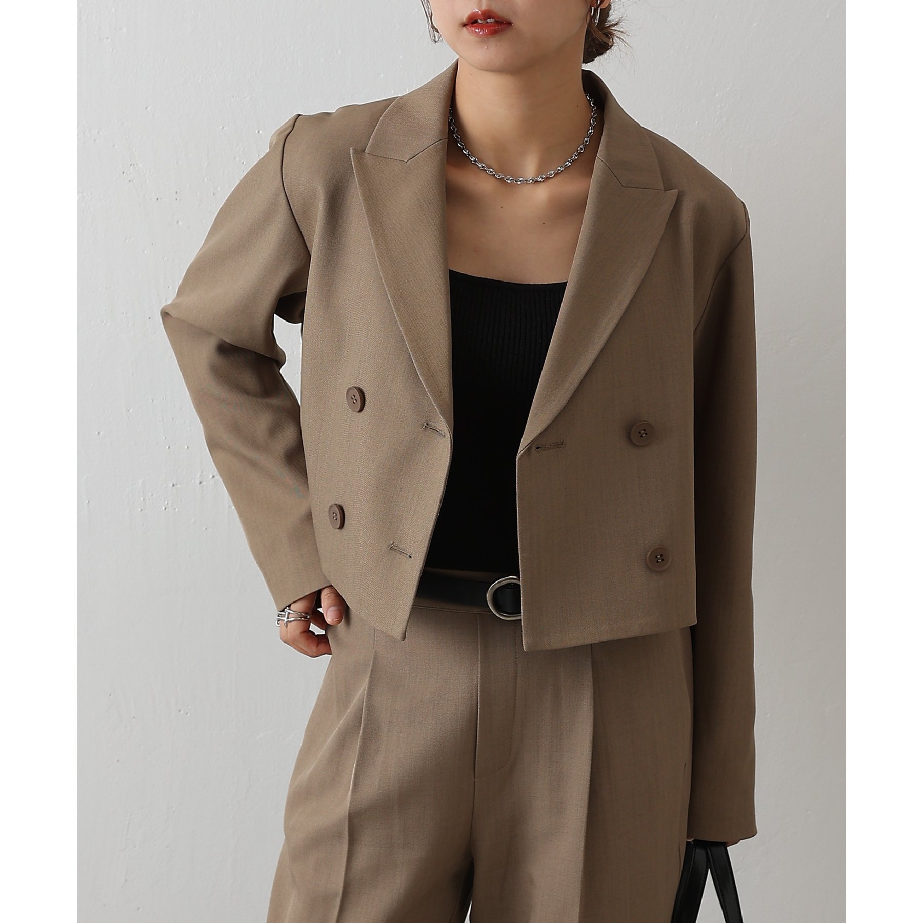 セットアップ対応】クロップドWテーラードジャケット | ファッション