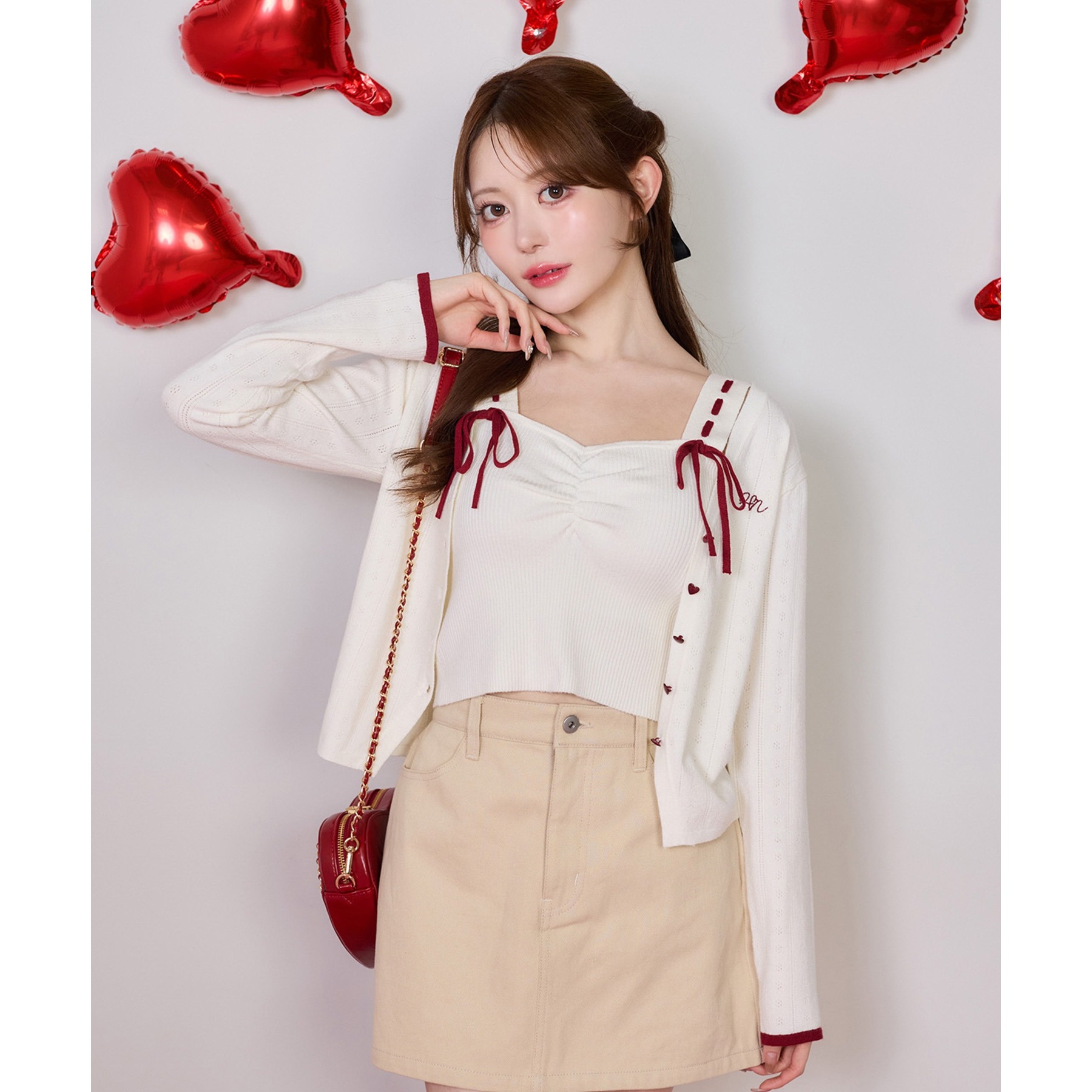 【Heart collection】ハートボタンビスチェセットカーディガン