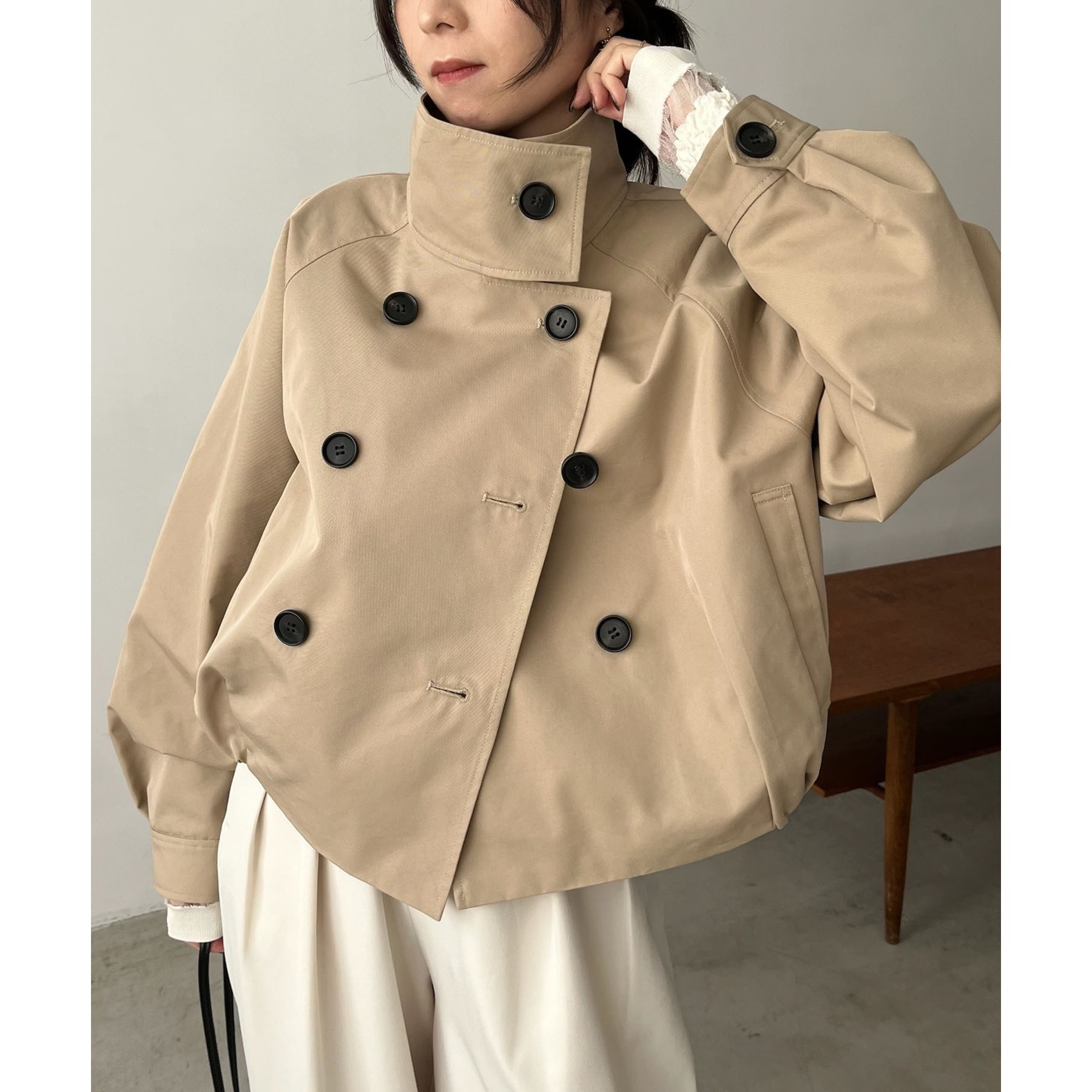 【サイズ展開あり】ショートトレンチコート