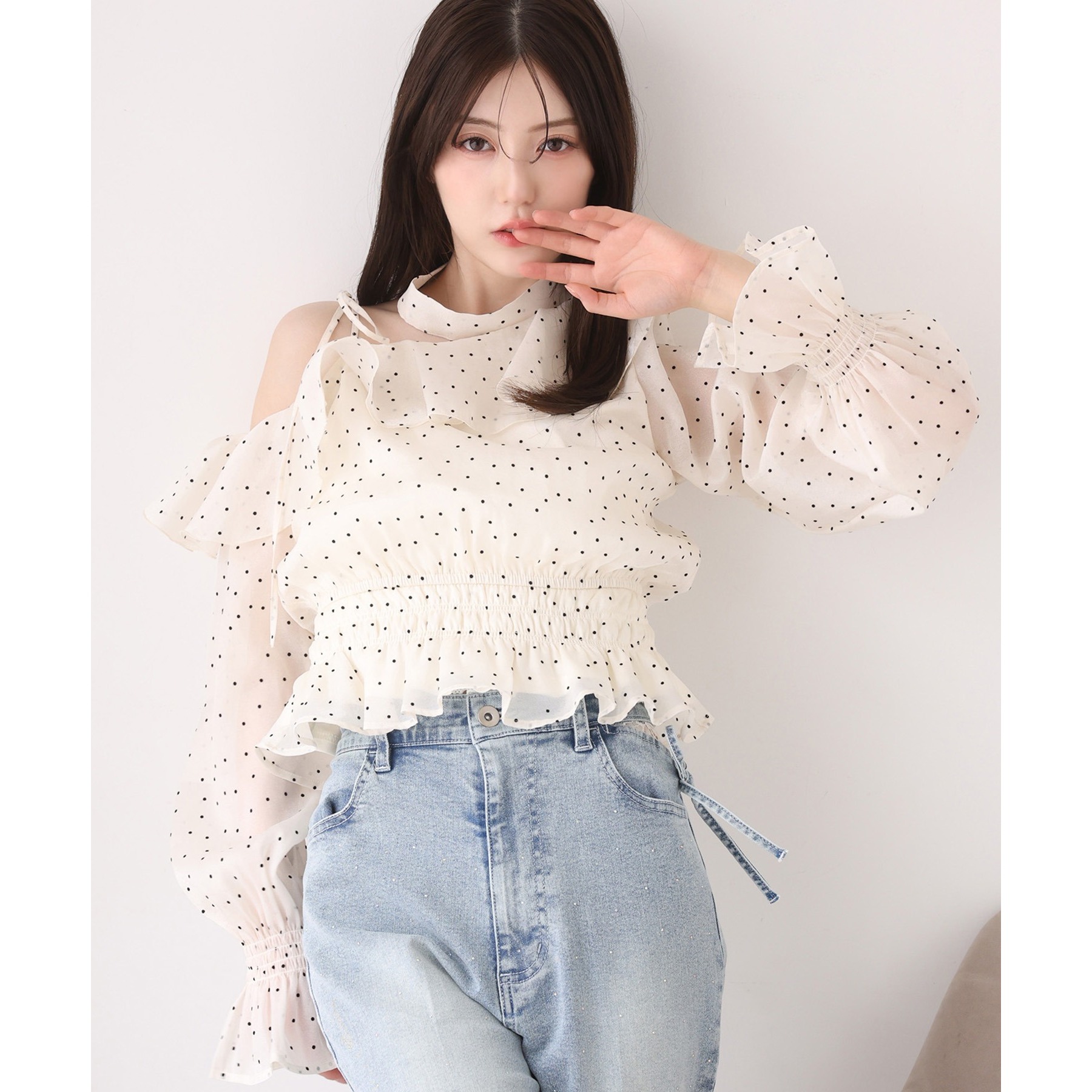 2WAYワンショルフリルブラウス