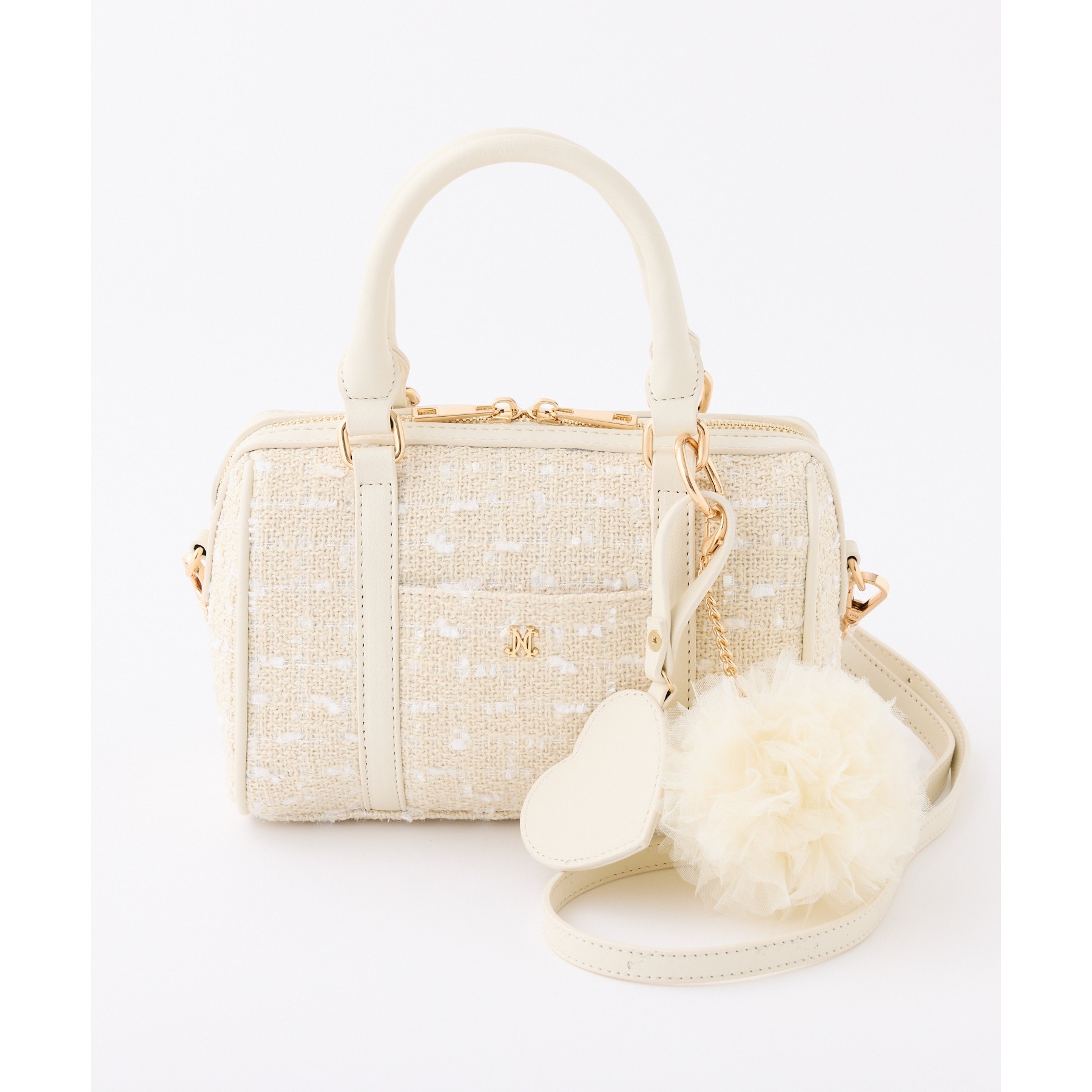 ハートチャーム付きミニボストンバッグ