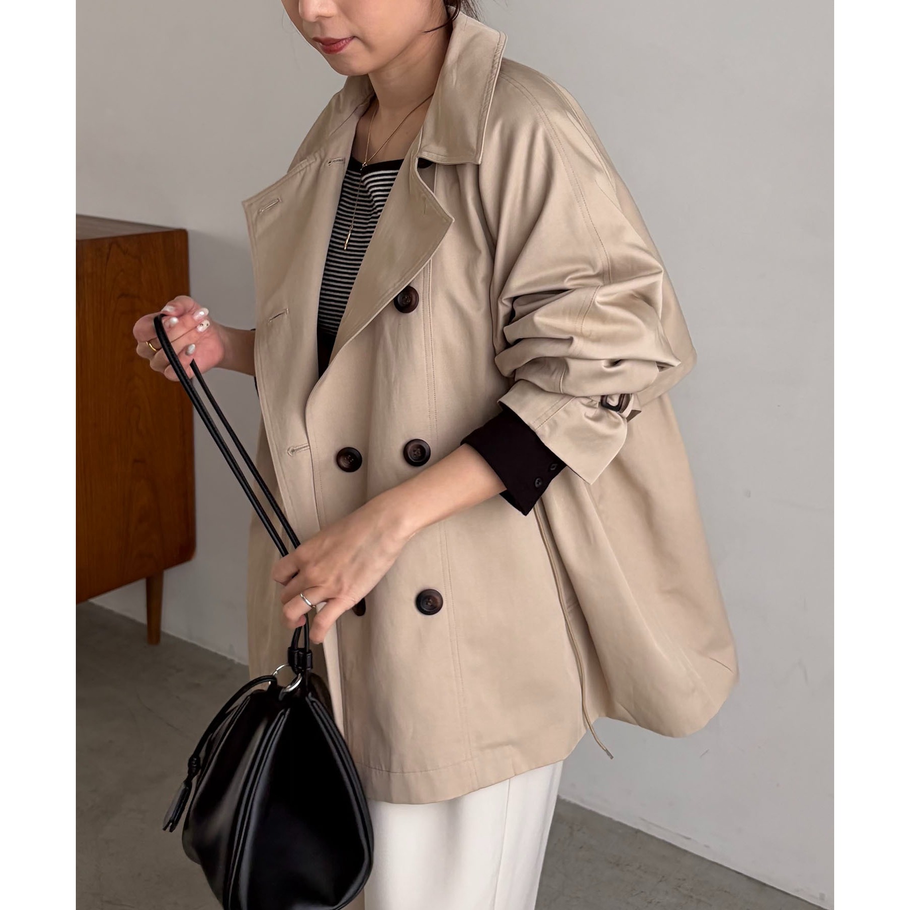 【CAPRICIEUX LE'MAGE】バックギャザーコート CAPRICIEUX LE'MAGE（カプリシューレマージュ）の「【サイズ展開あり