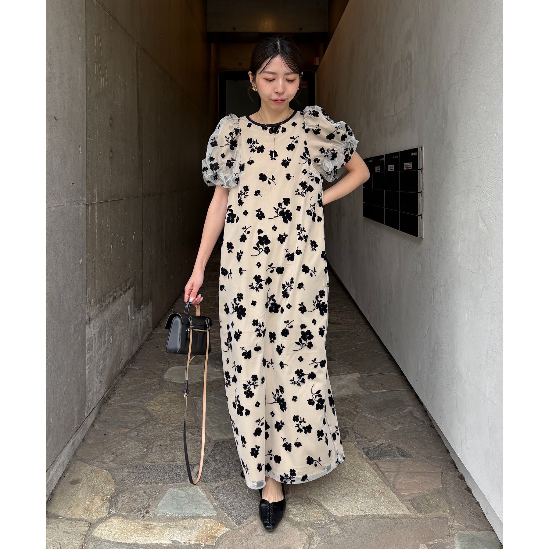 オケージョン/サイズ展開あり】フロッキーパフワンピース