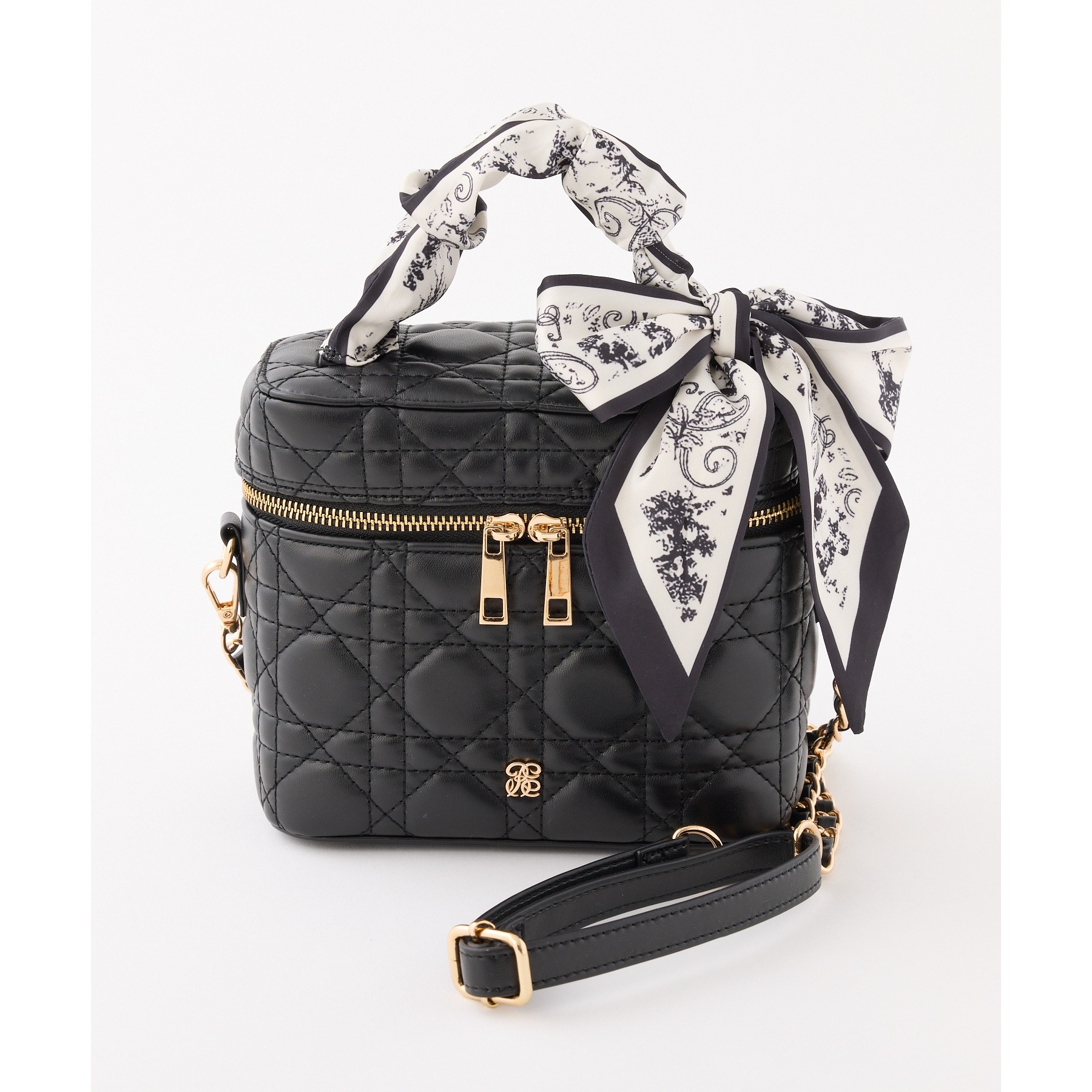 ギャザーリボンハンドルバニティバッグ