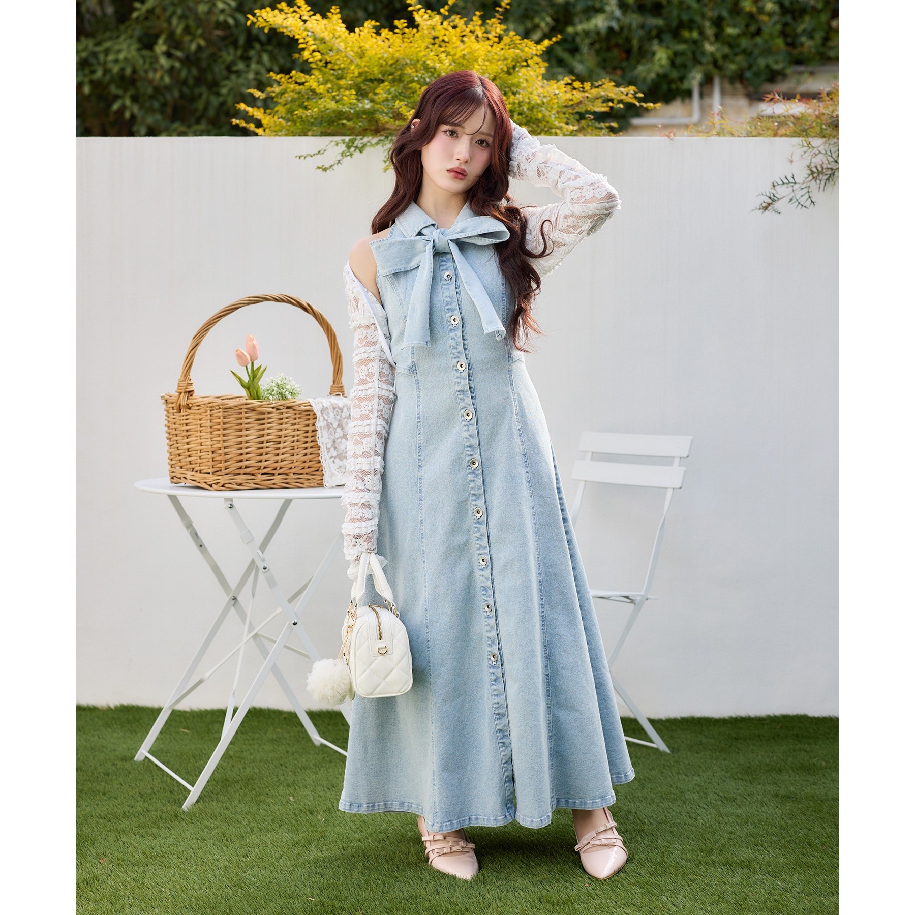 【Denim Collection】ボレロセットサイドカットロングワンピ