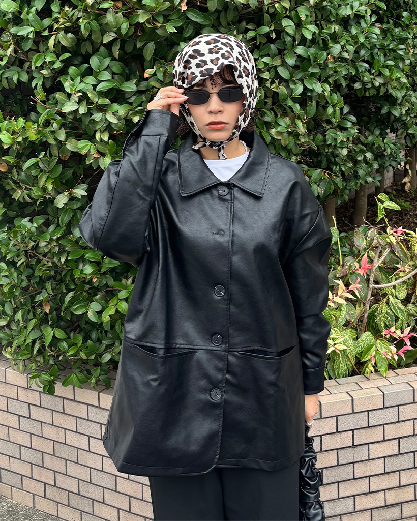 オーバーフィットルーズレザージャケット | ファッション通販サイト NUGU