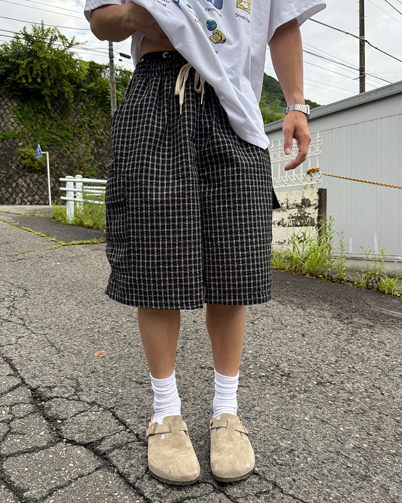 00s~ タータンチェック カーゴパンツ パラシュート バギー ショーツ 極太 00s~ タータンチェック カーゴパンツ パラシュート バギー