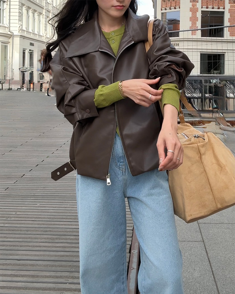 ビッグカラーレザージャケット | ファッション通販サイト NUGU