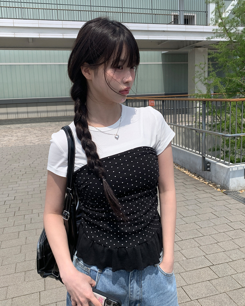 MARS　ドットリボンチューブトップ Didot.showroom チューブトップ ベアトップ リボンベアトップ