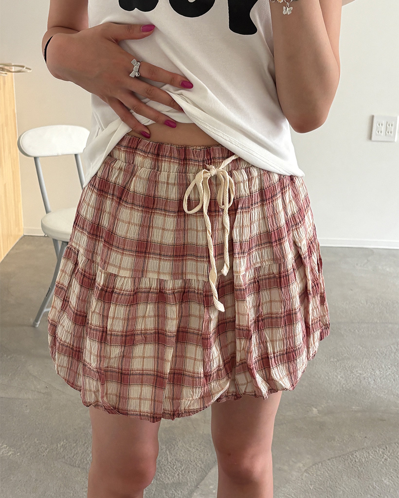 未使用 今季cccmalieシーマリー グレンチェックバルーンスカート (38