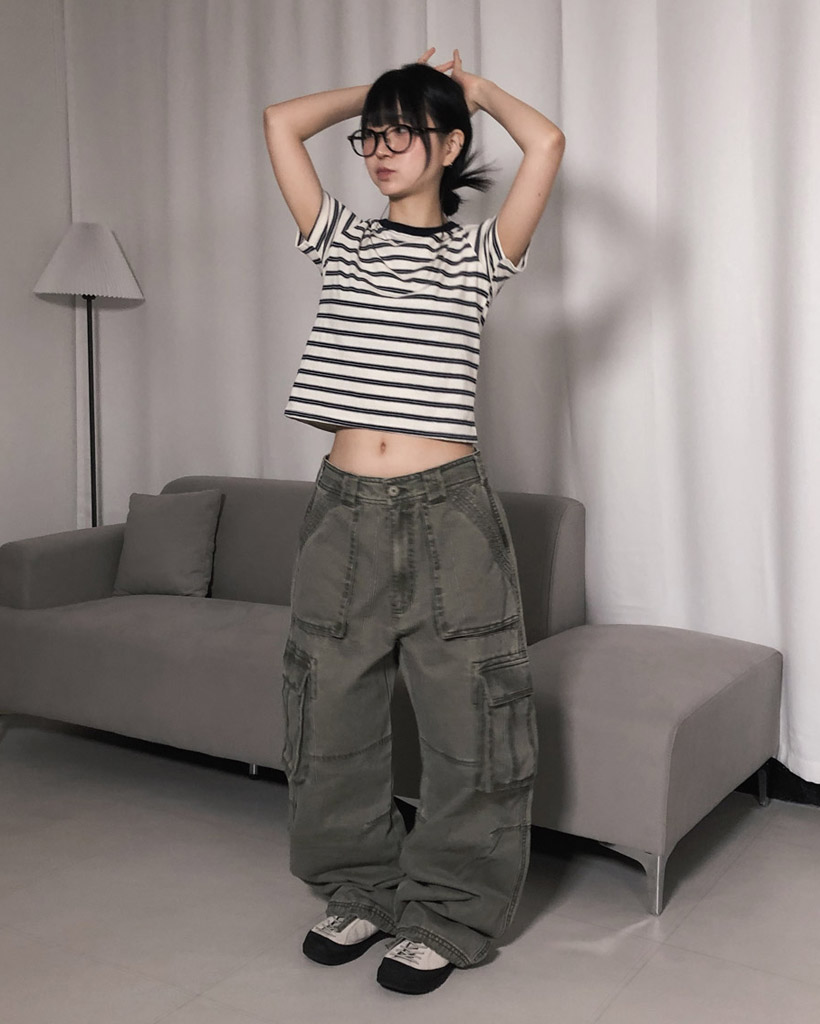 ボーダークロップド半袖Tシャツ | ファッション通販サイト NUGU