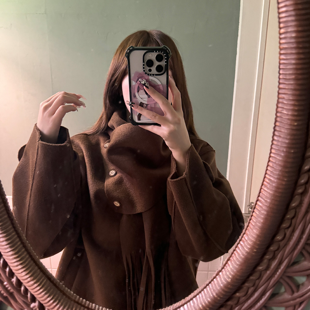 Cachette カシェット　ウールコート差し込みマフラー付き　ネイビー Cachette [LADY'S] - SUGURU SHOP