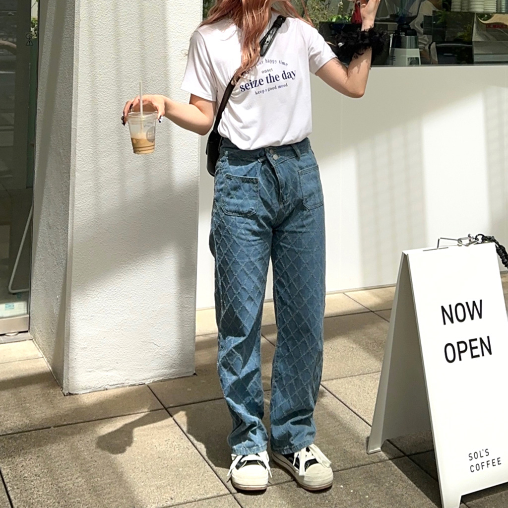ワイドデニム ダイヤモンドポイントデニムパンツ | ファッション通販サイト NUGU