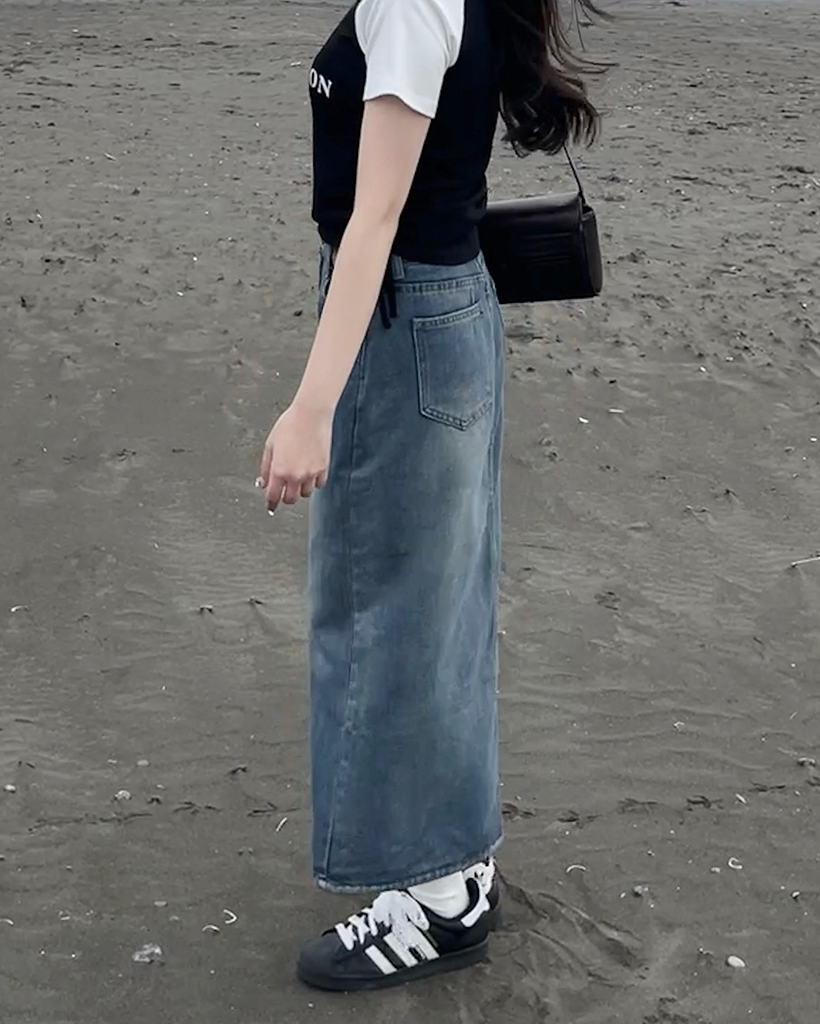 【極美品】DIESEL　DE-MARGY　フロントボタン　デニムロングスカート DIESEL DE-MARGY ロングスカートフロントボタン ヴィンテージ