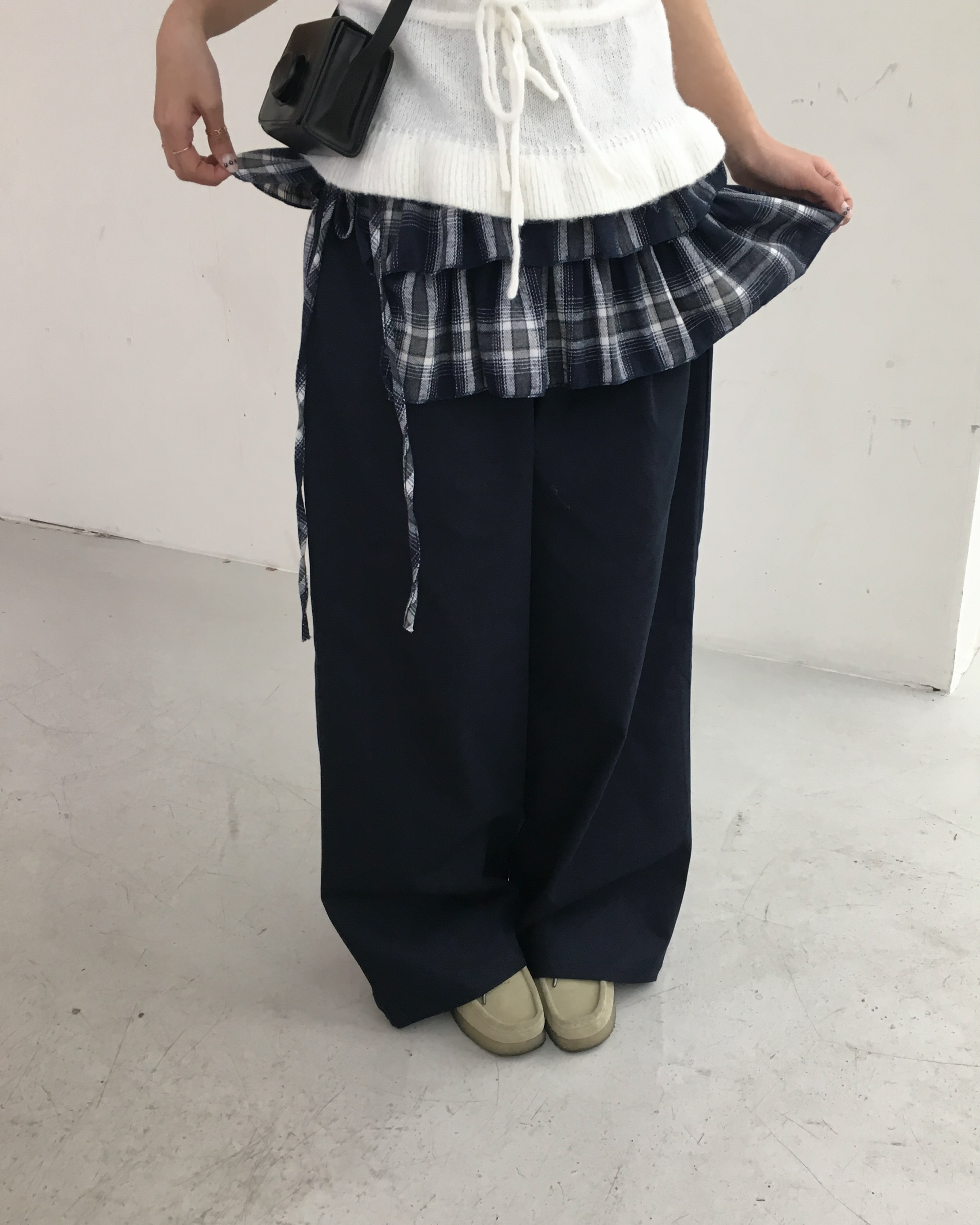 NULLUS ヌルース　24aw チェック柄 レイヤードスカートパンツ NULLUS ヌルース 24aw チェック柄 レイヤードスカートパンツ