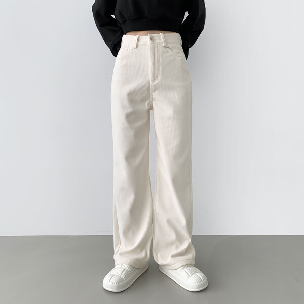 ~2XL[選べる着丈/short/basic/long]コーデュロイベロア裏起毛ロングワイドパンツ