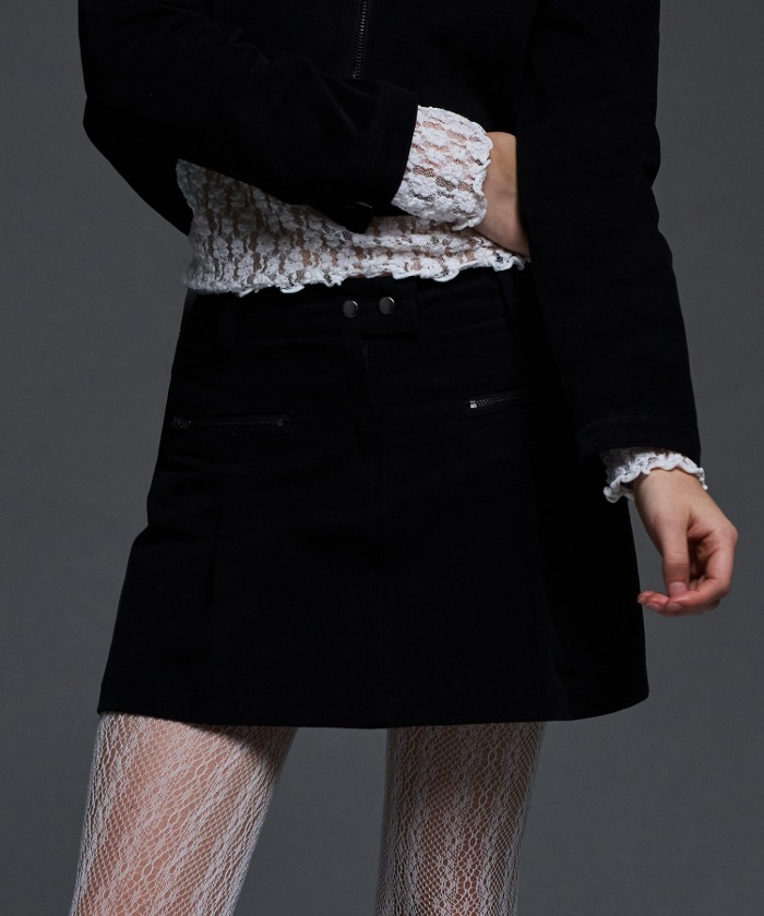 [NF] BIKER PINTUCK MINI SKIRT (BLACK)_F24QD865