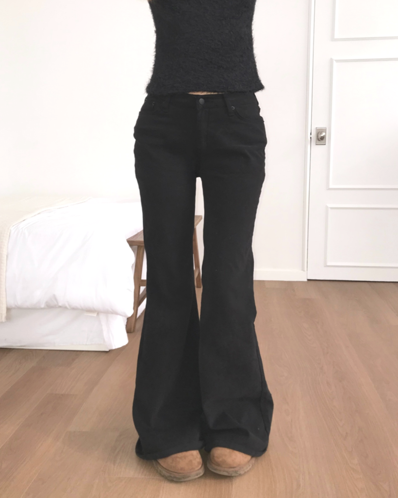 [裏起毛] フレア ローライズ ブーツカット パンツ