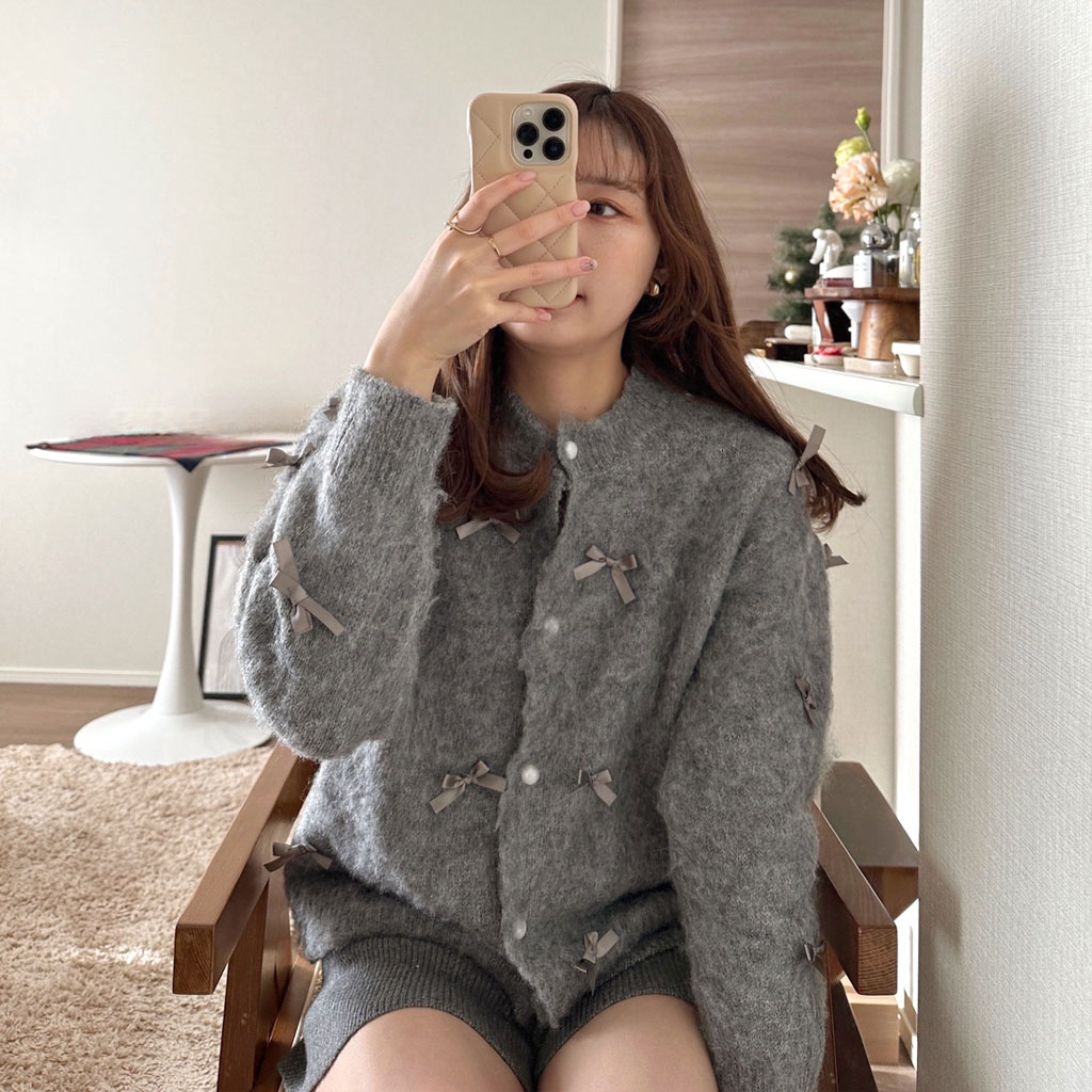 リボンラウンドカーディガン