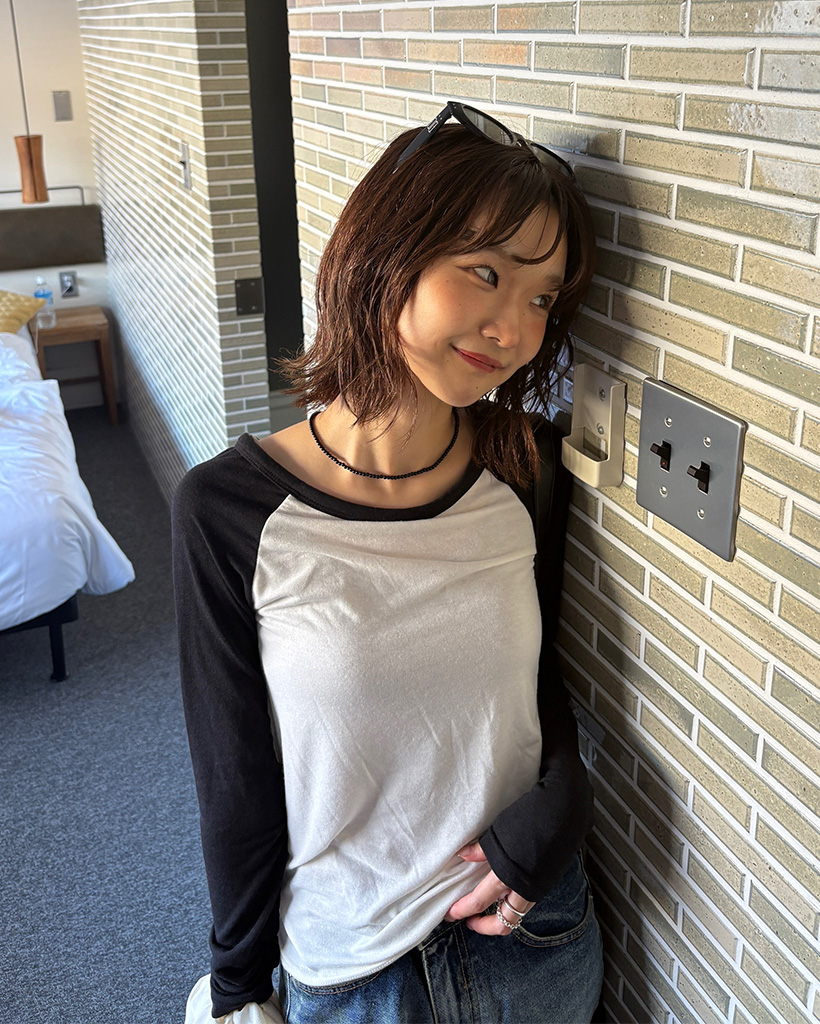 配色ラグランロングスリーブTシャツ