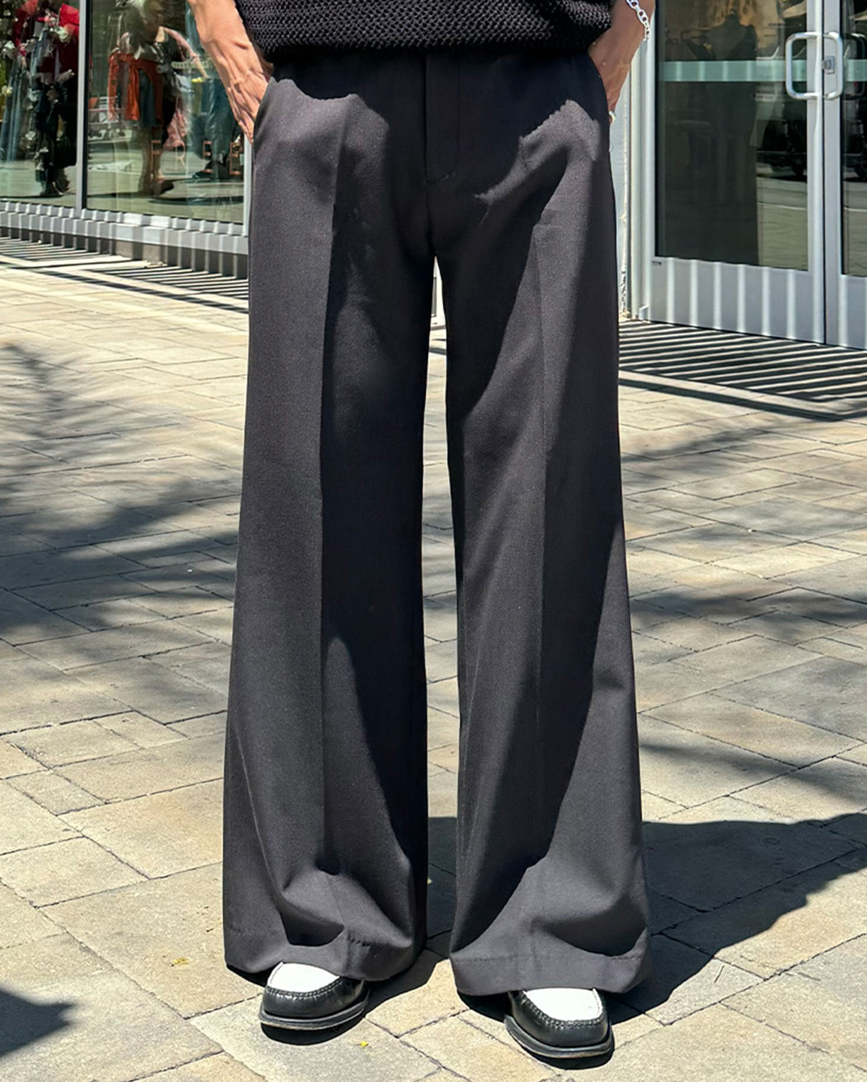 ORIGINAL) ワイドフレアスラックス (gray) | ファッション通販サイト NUGU