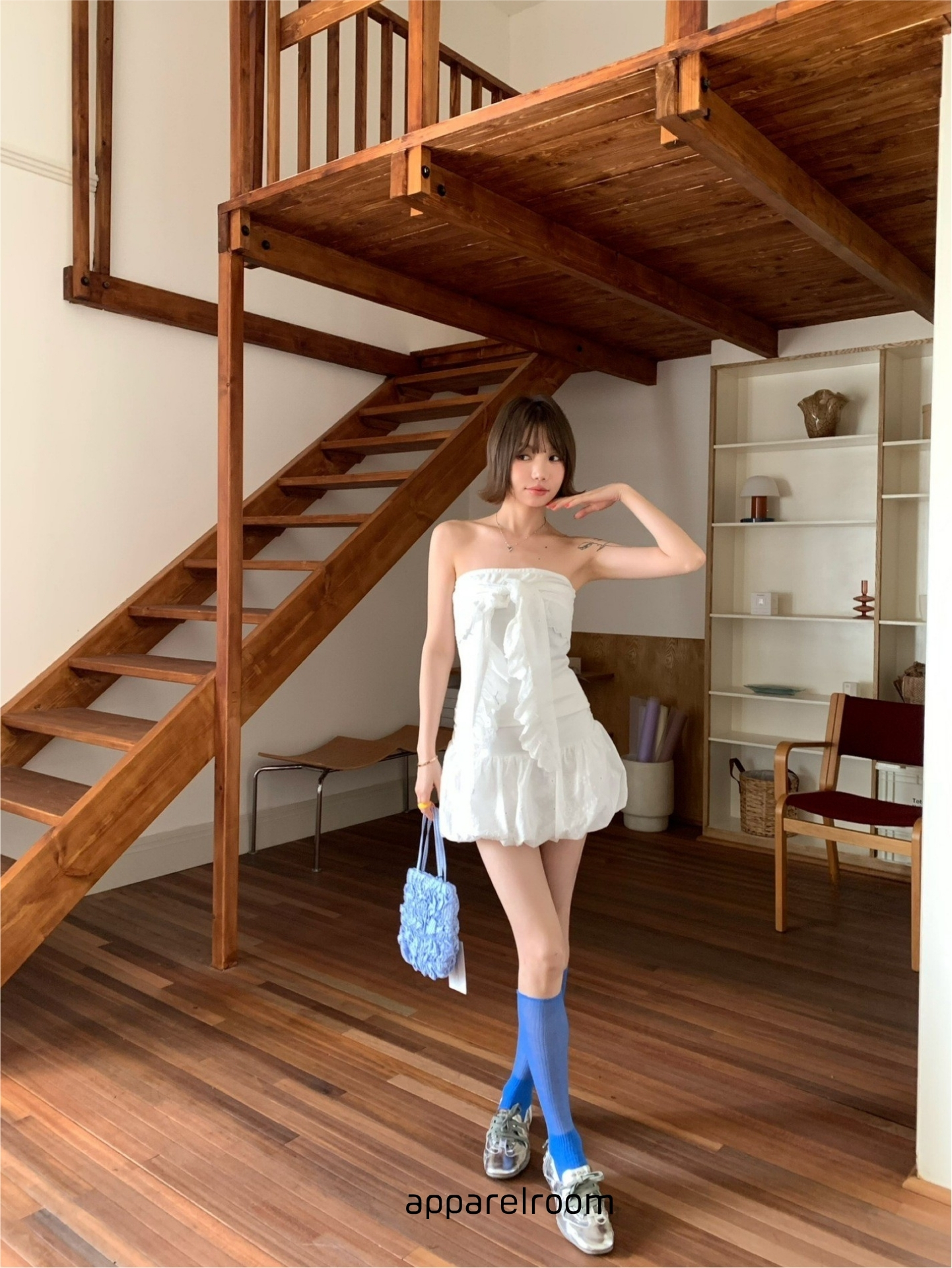 2ピース]レースホルターストラップチューブトップスカート