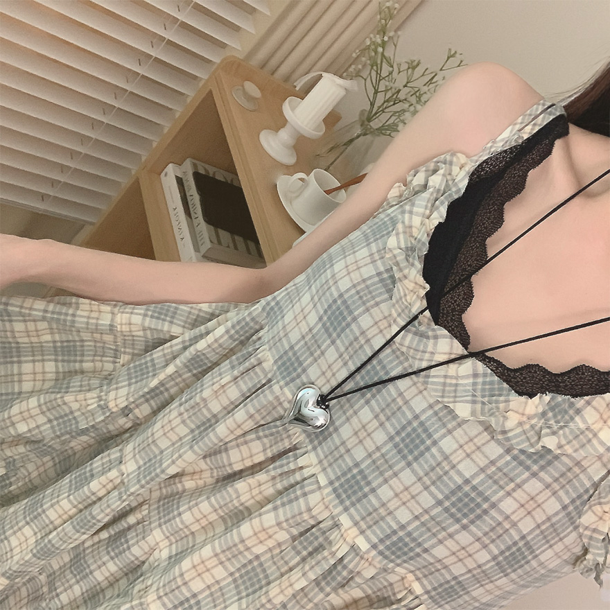 チェックレースティアードミニキャミワンピース | ファッション