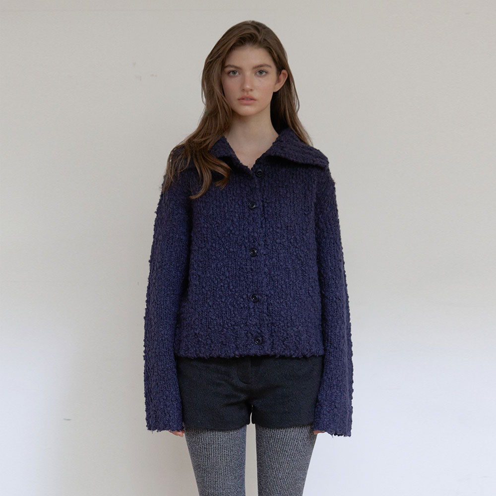 COZY HIGHNECK CARDIGAN (NAVY)