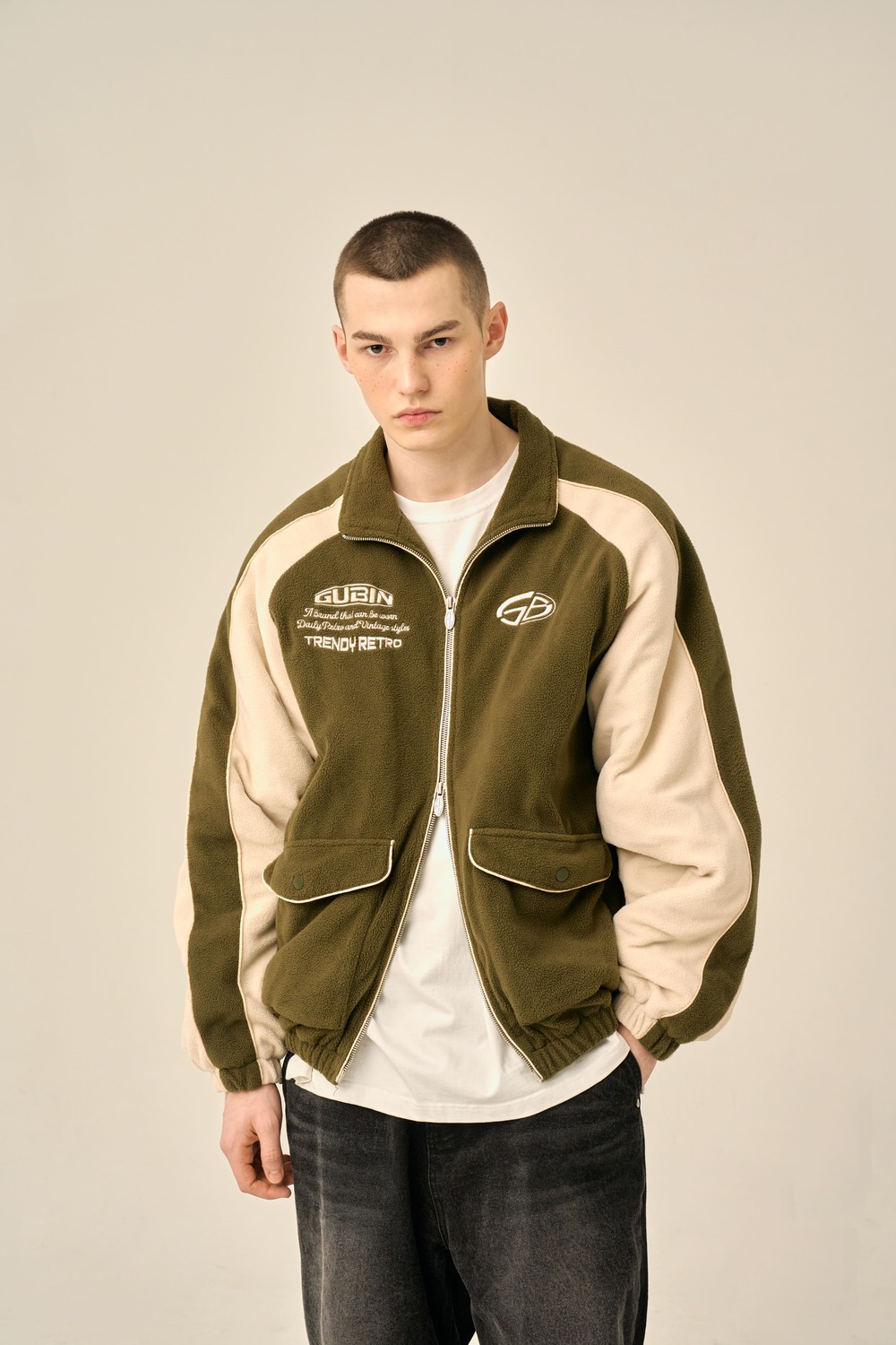 FLEECE PADDED JACKET - KHAKI | ファッション通販サイト NUGU