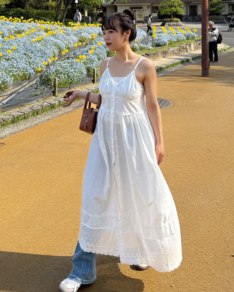 Since Then 刺繍 チュール キャミワンピース ドレス ロングwhite youdear_yxd-lyq0327