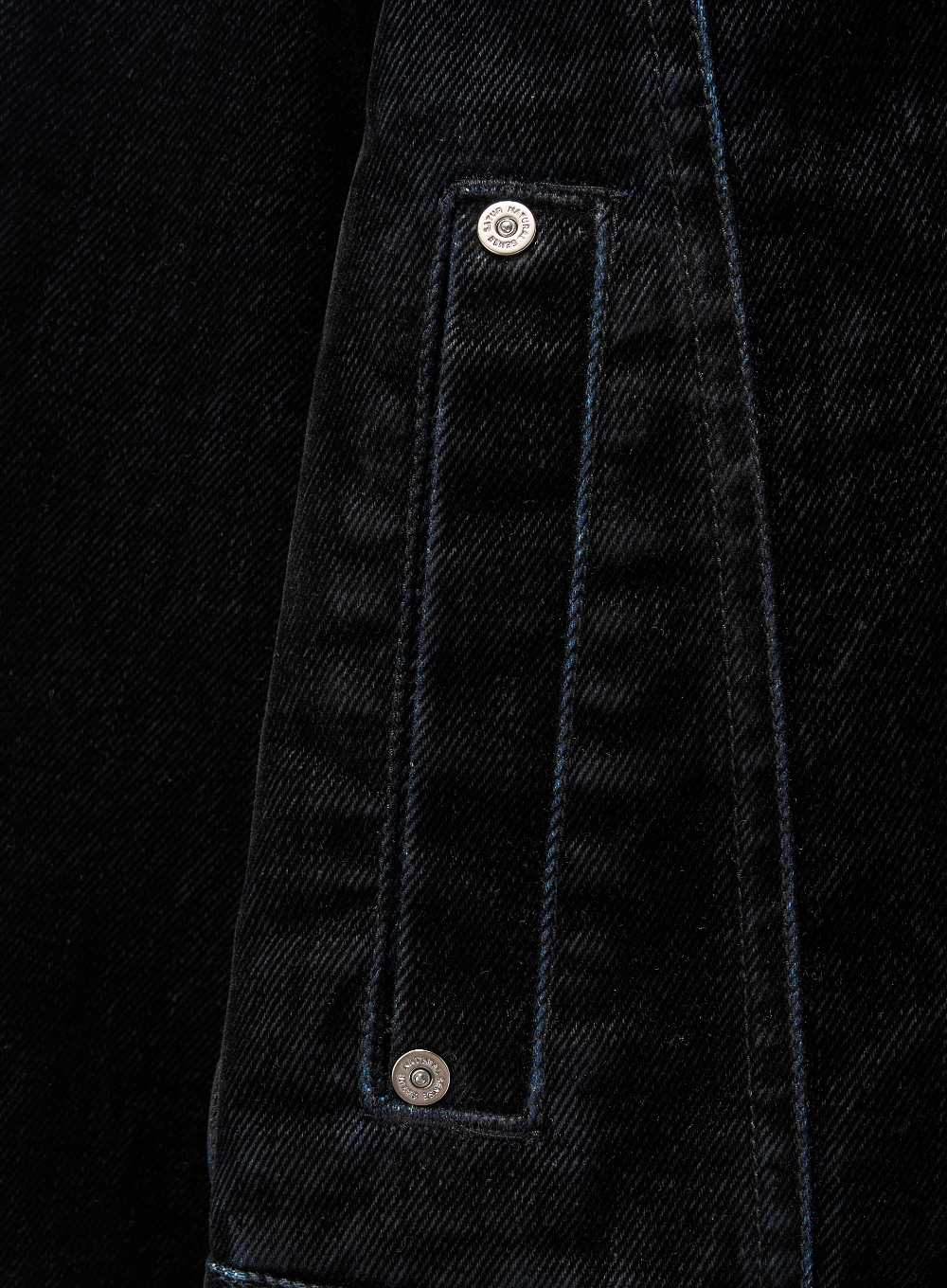 W) Symbol Brooch Velvet Denim Trucker Jacket - Black