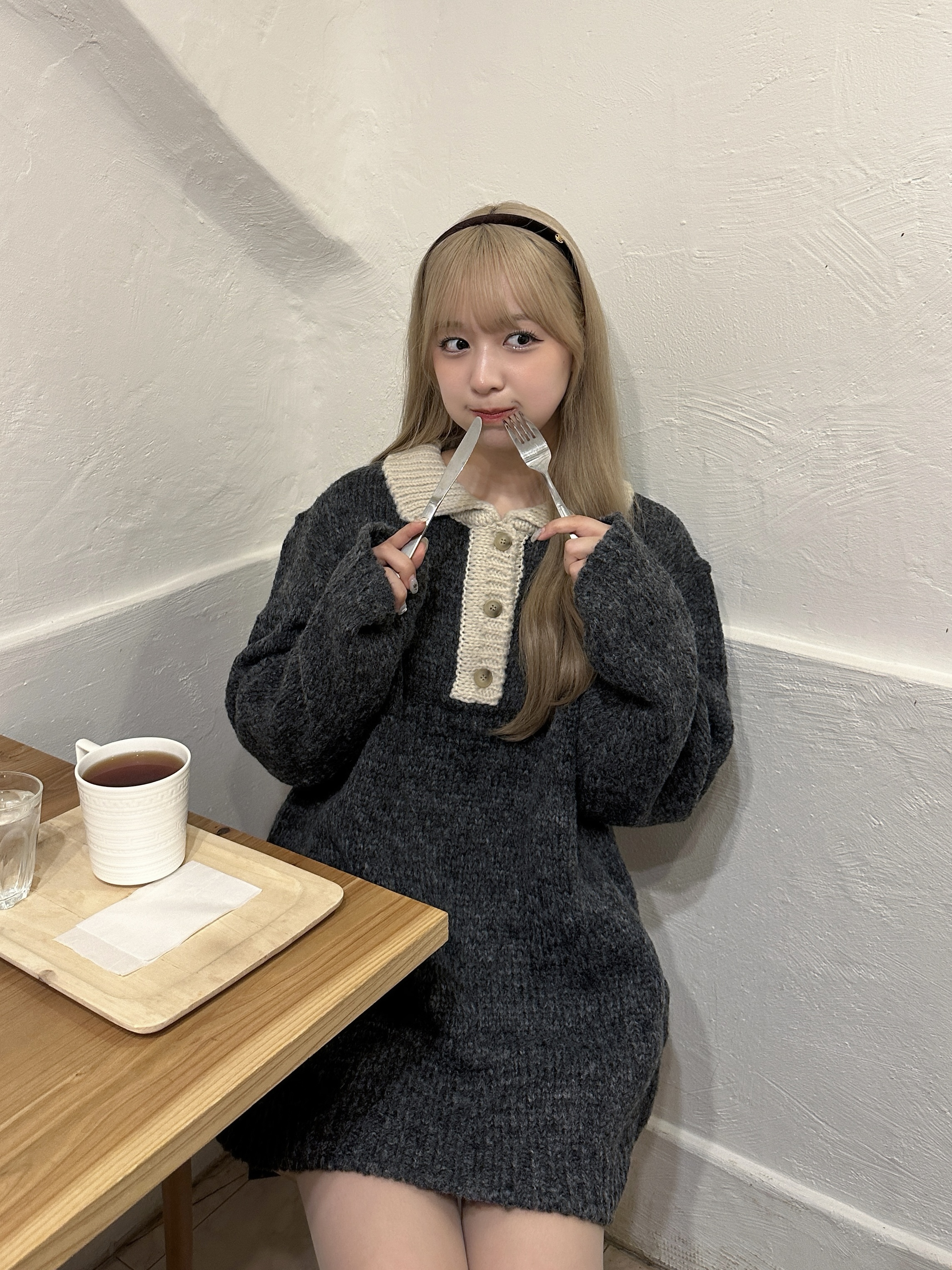 ボーダーニットカラードレス