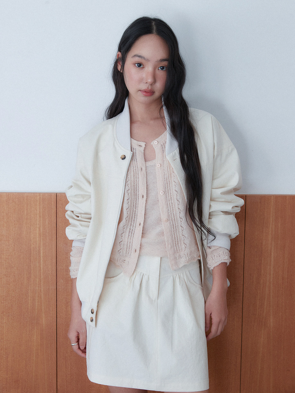 COTTON STITCH BLOUSON JUMPER [ CREAM ]