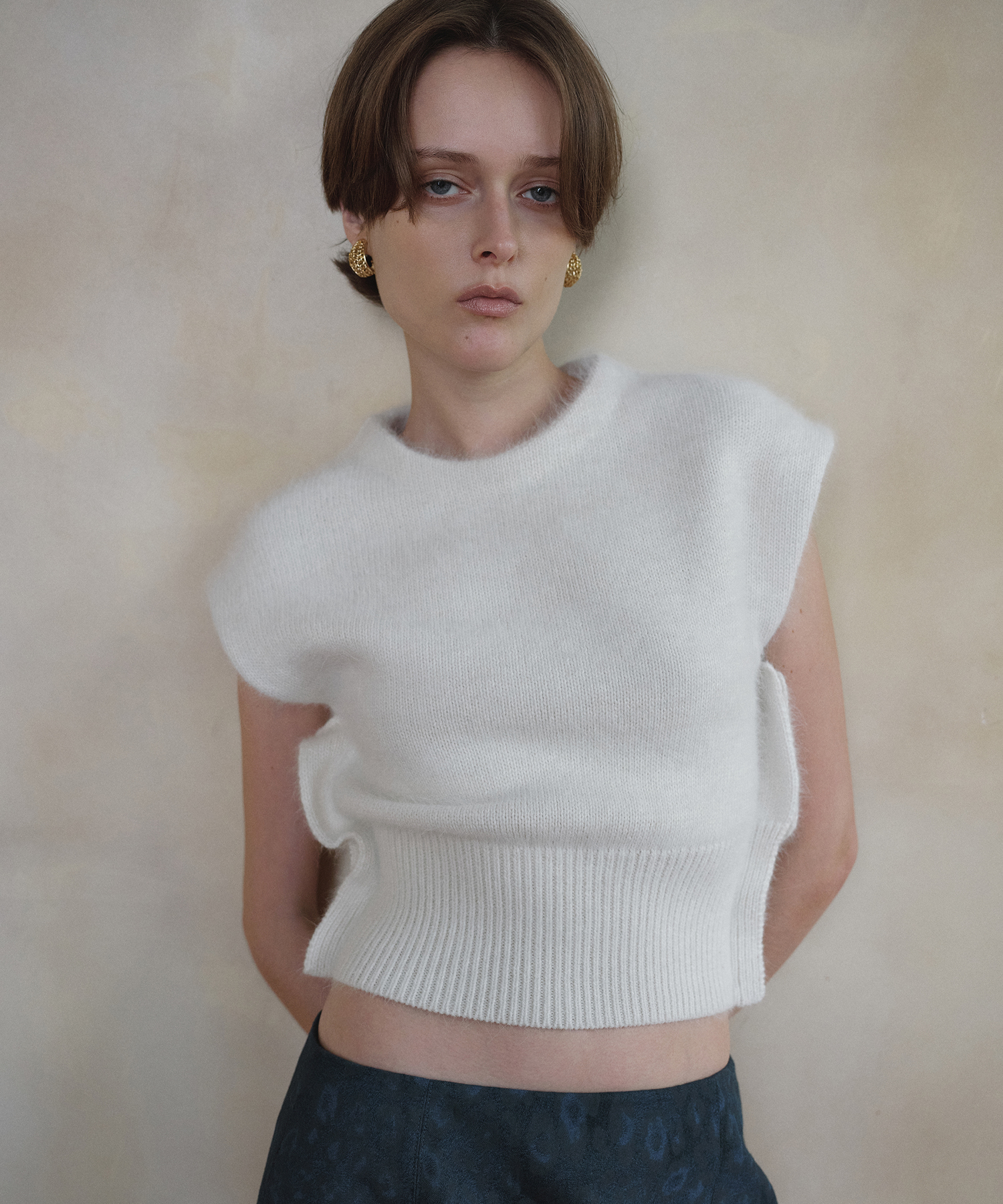 ANGORA KNIT VEST_WHITE