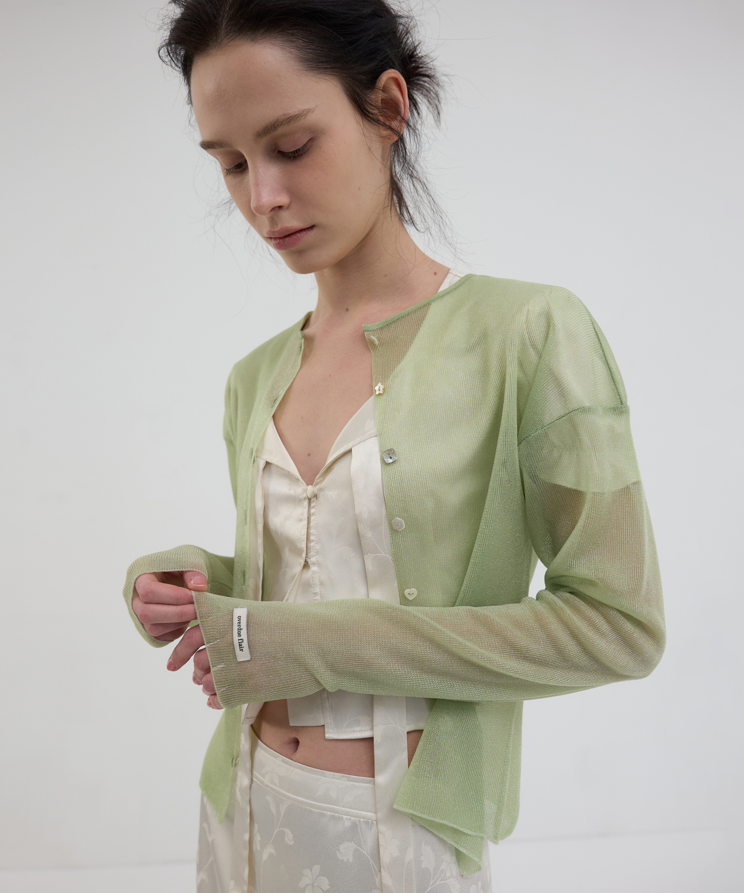 SHEER GLOSSY CARDIGAN_JELLY MINT