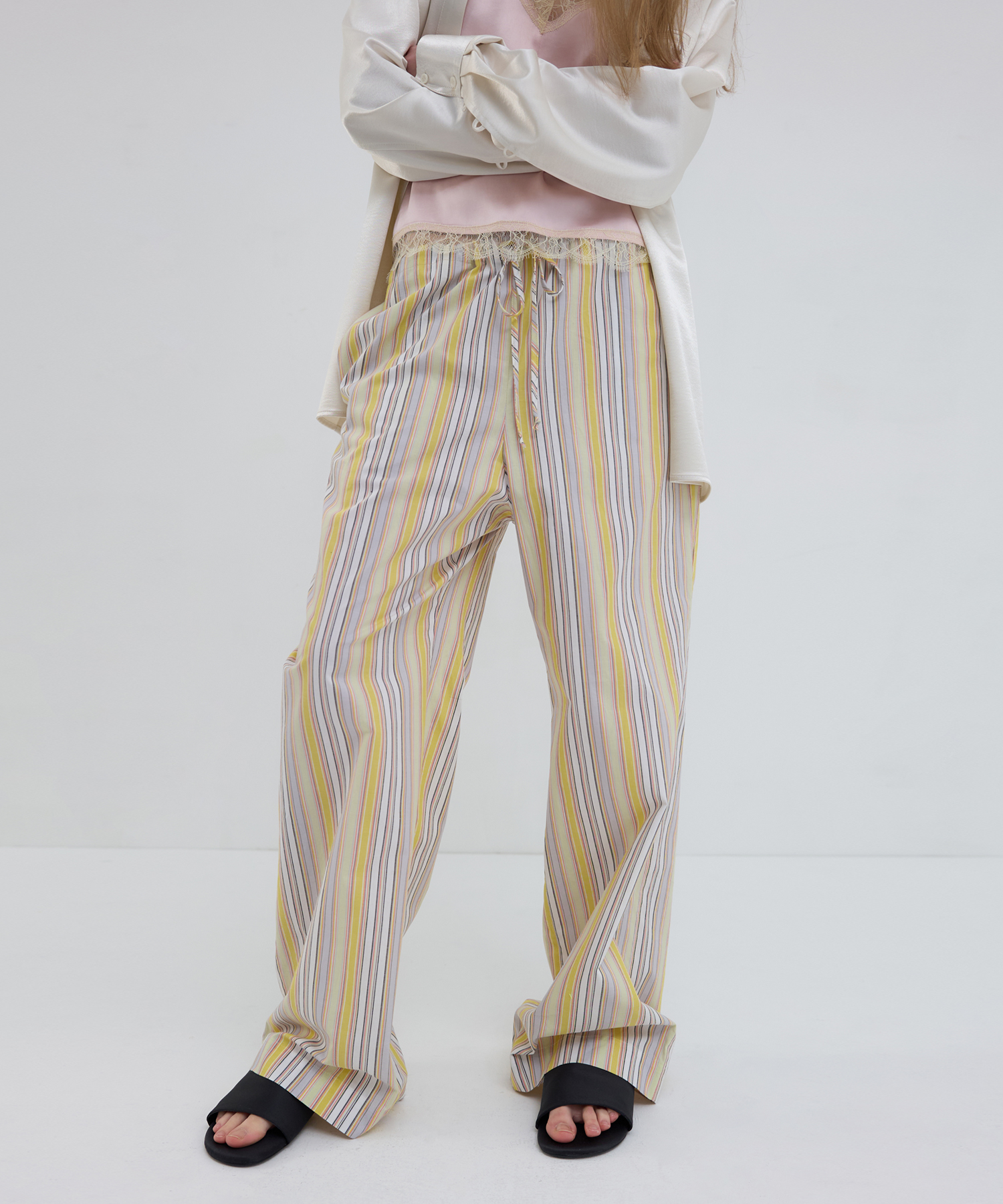 STRIPE WIDE PANTS_YELLOW