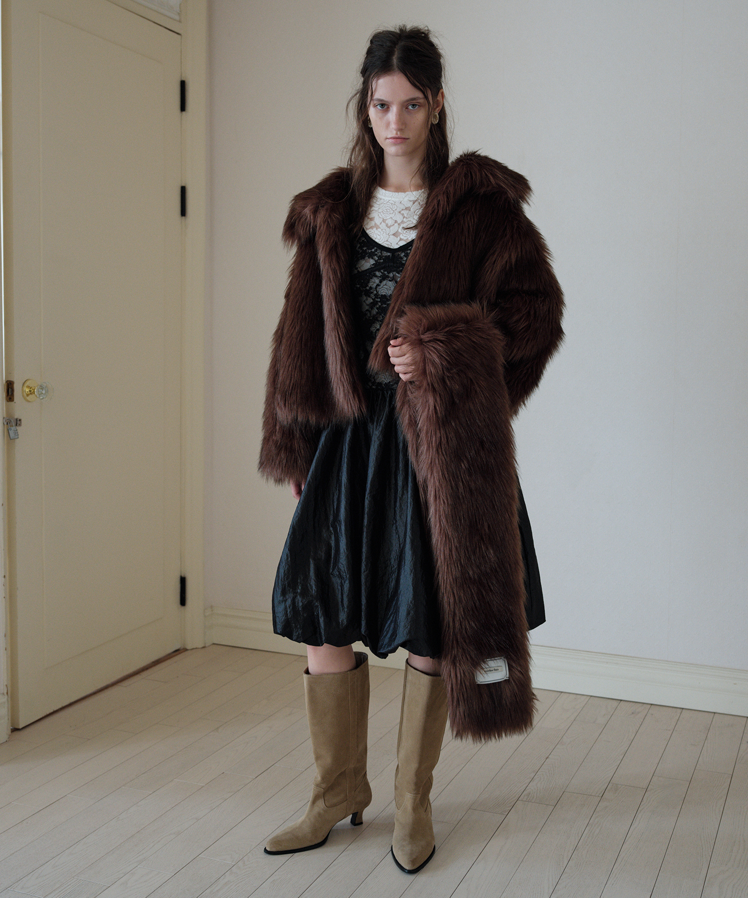 【購入特典】[yu x overdue flair] VEGAN FUR JACKET_BROWN