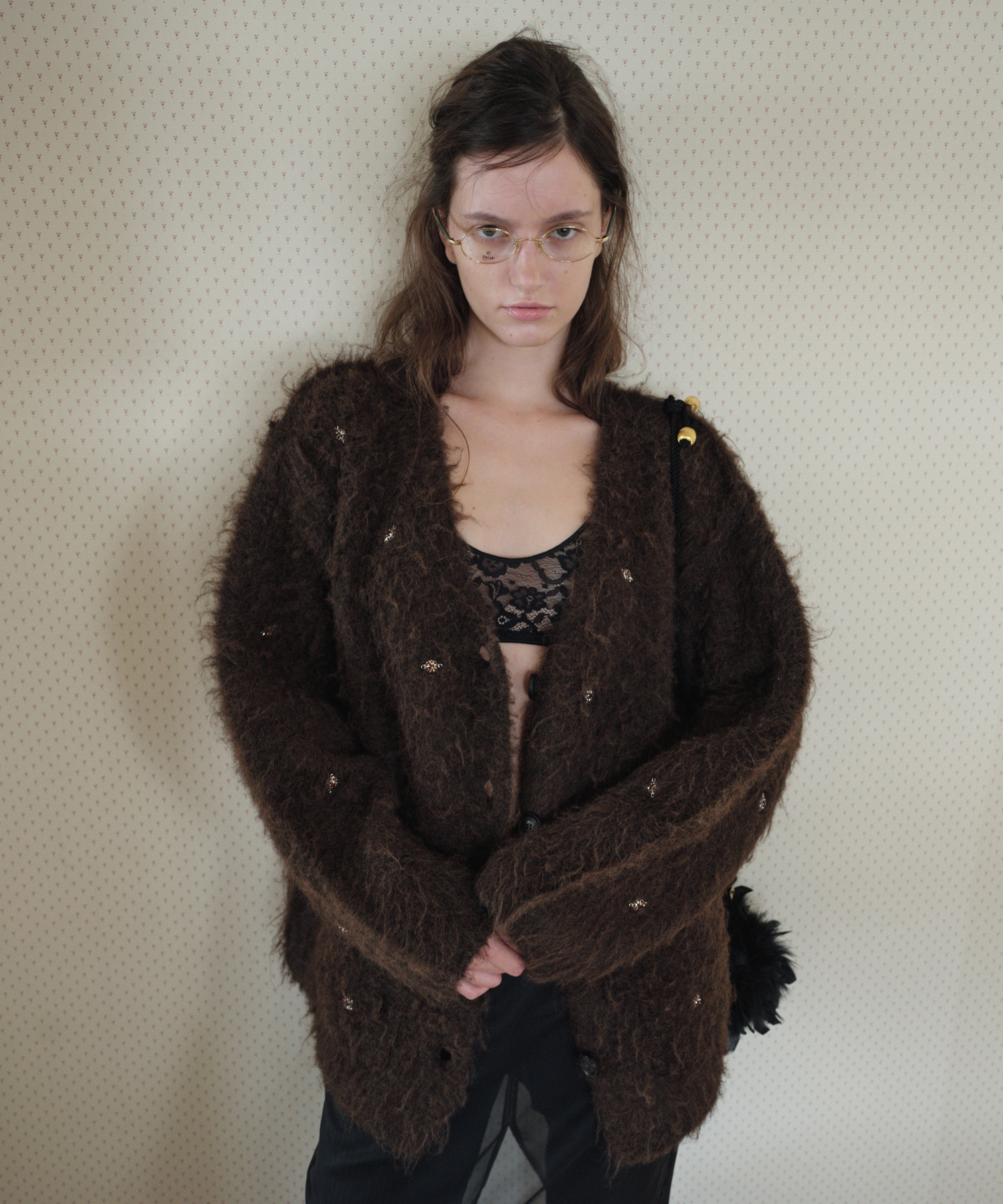 【購入特典】JEWEL WOOL CARDIGAN_BROWN