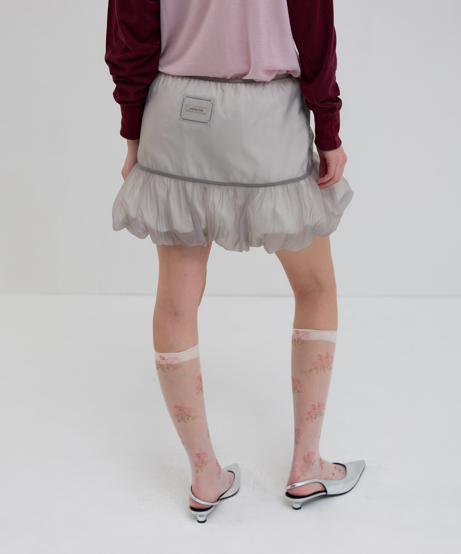 ORGANZA LAYERED MINI SKIRT_GRAY/WHITE