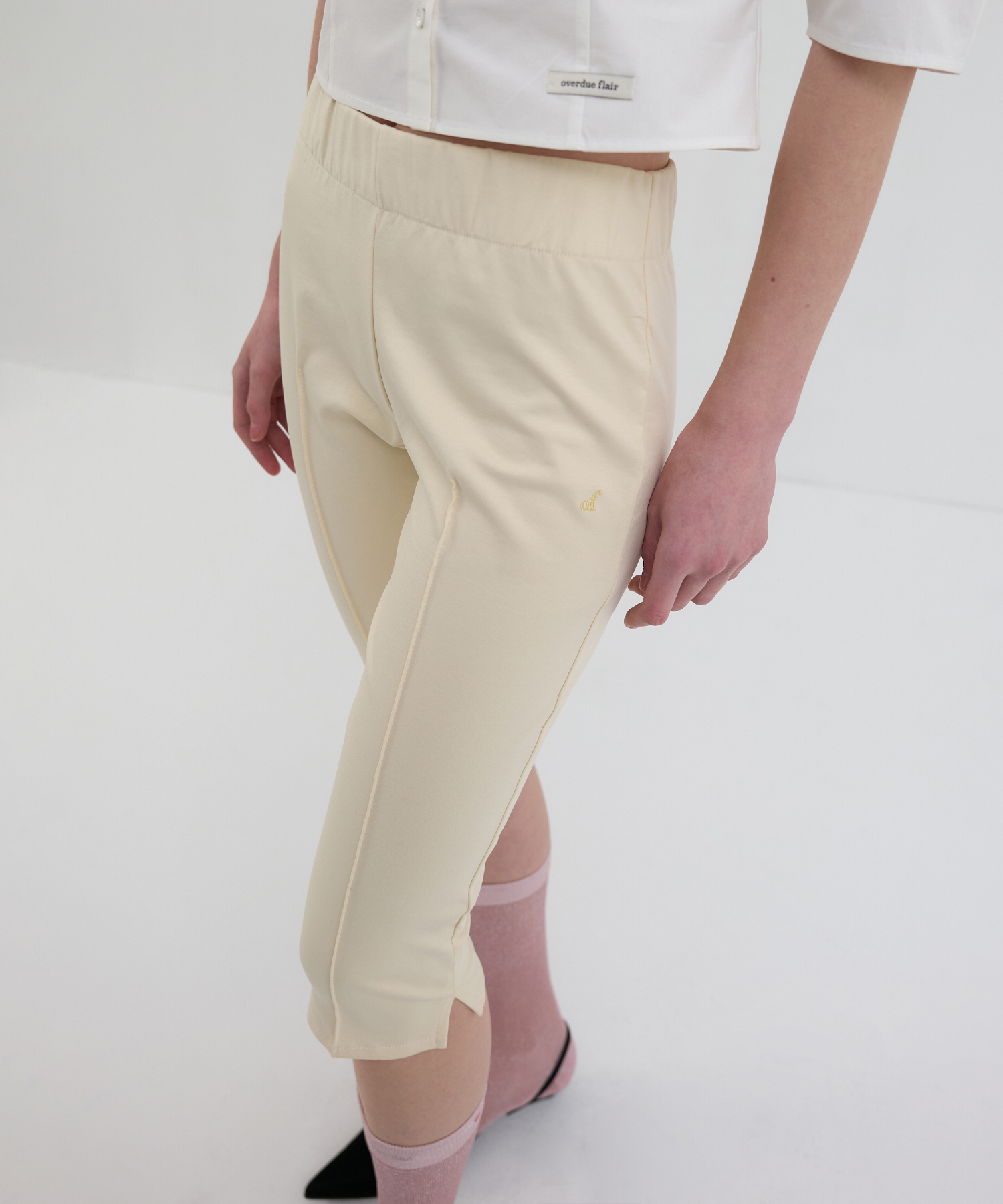 BANDING BIKER SHORTS_BUTTER