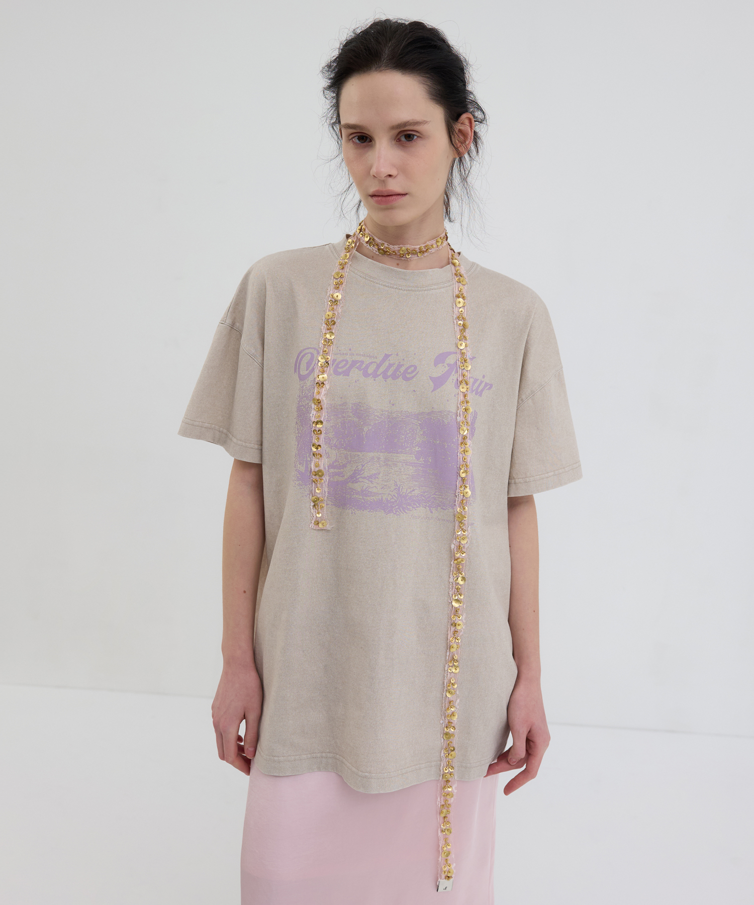 NEW VINTAGE PRINTING T-SHIRT_GLITTER BEIGE