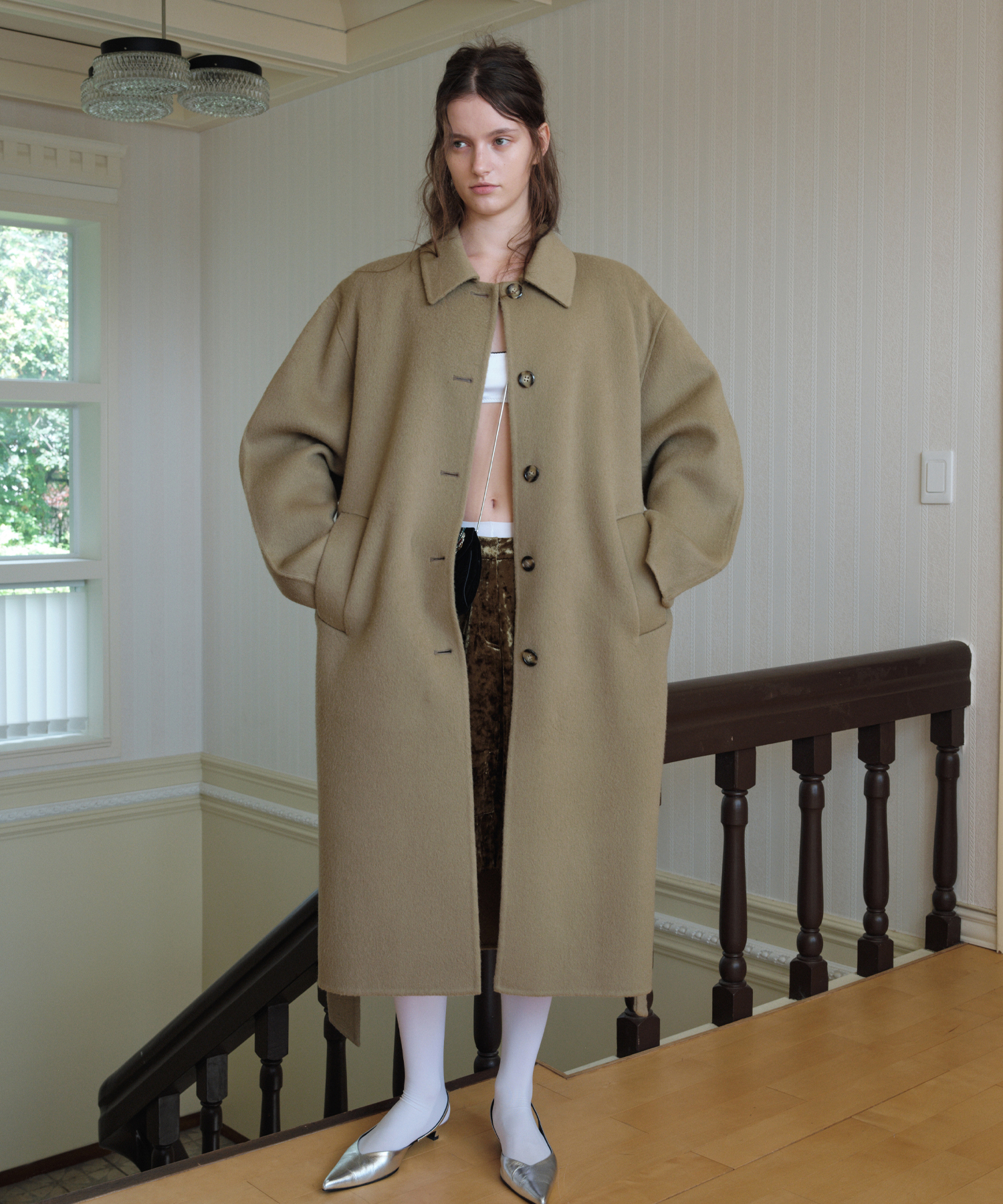 【購入特典】QUILTED LINING HANDMADE ALPACA COAT_OLIVE BEIGE