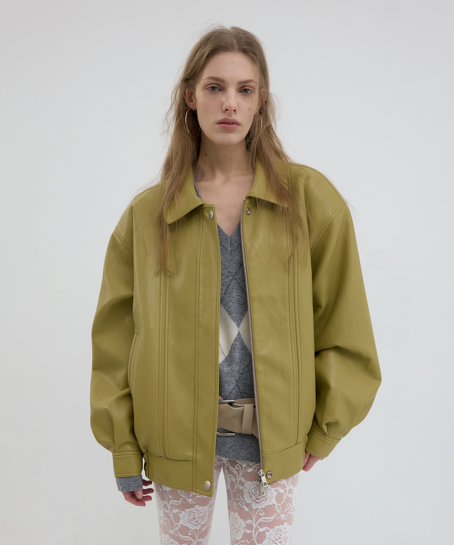 VINTAGE LEATHER BLOUSON JACKET_MUSTARD